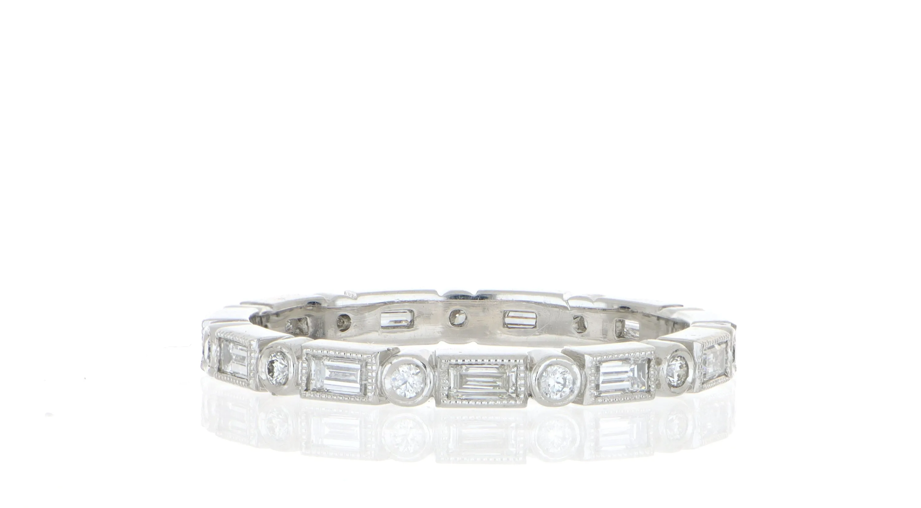 Platinum Round and Baguette Diamond Eternity Band