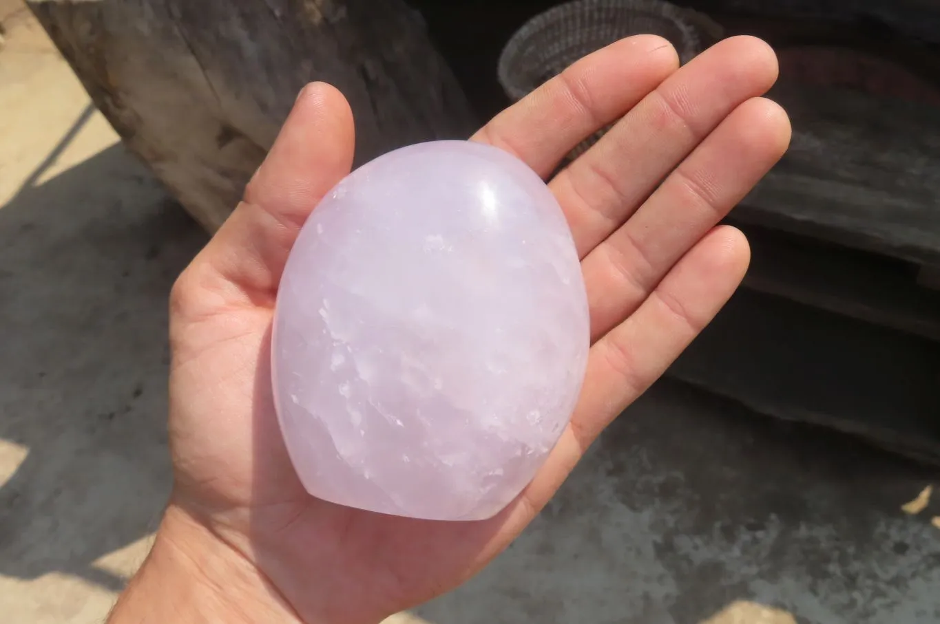 Polished Blue Rose Quartz Standing Free Forms x 3 From Madagascar