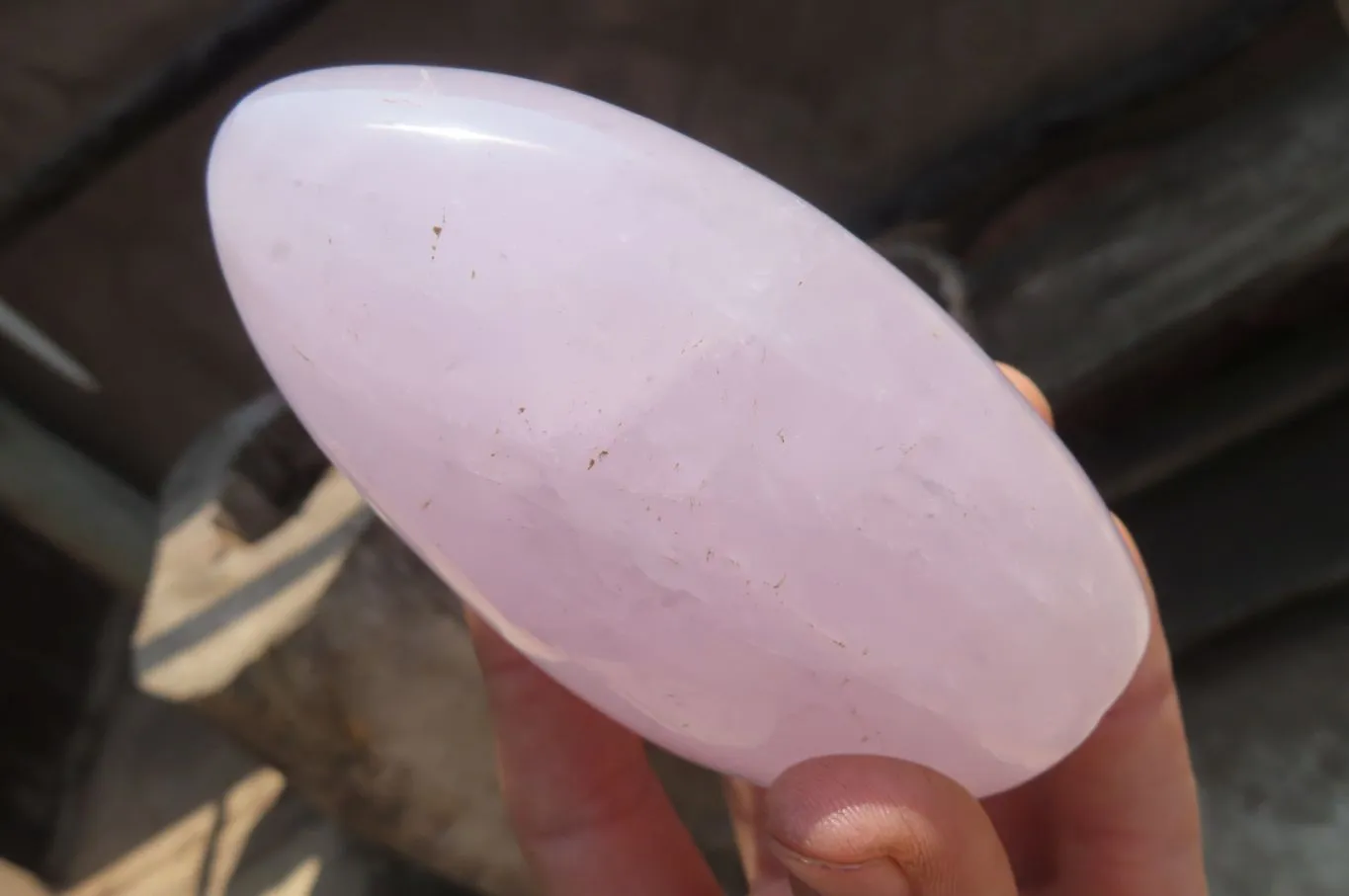 Polished Blue Rose Quartz Standing Free Forms x 3 From Madagascar