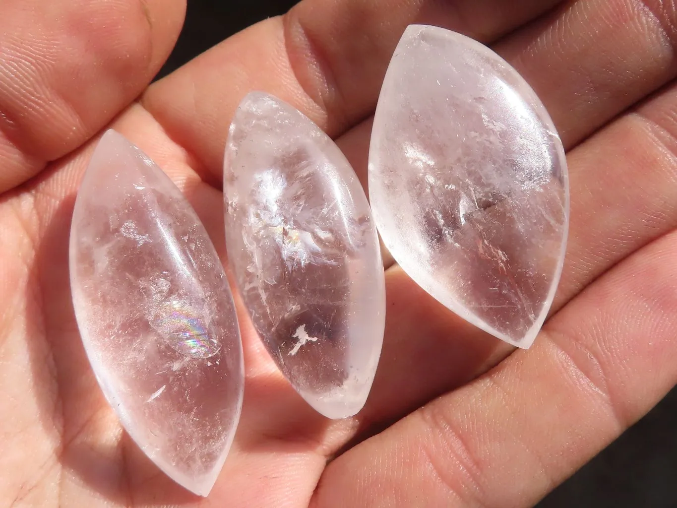 Polished Clear Rock Crystal Angel Tears  x 24 From Madagascar