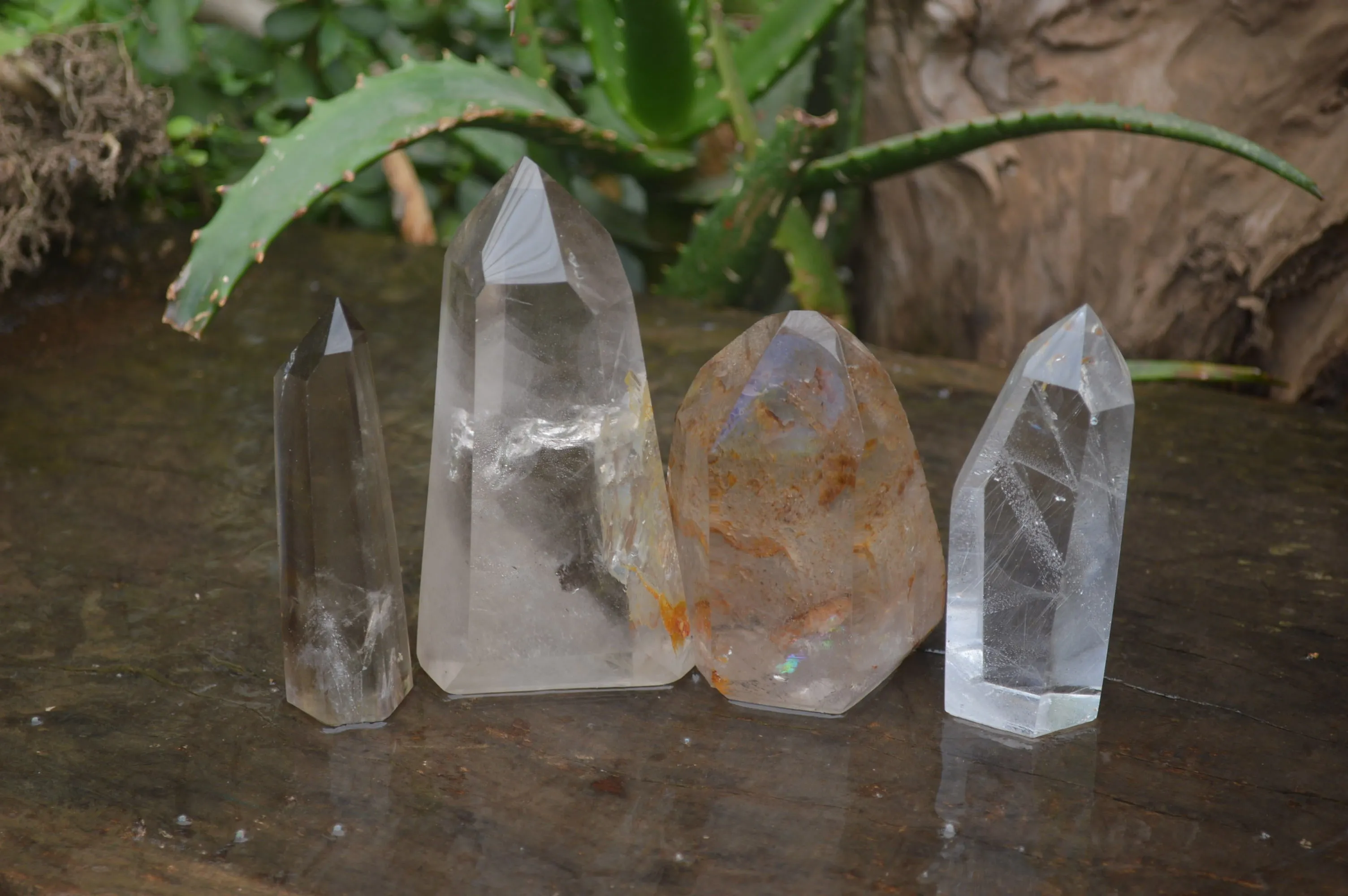 Polished Clear Smokey Quartz Crystals x 4 From Madagascar