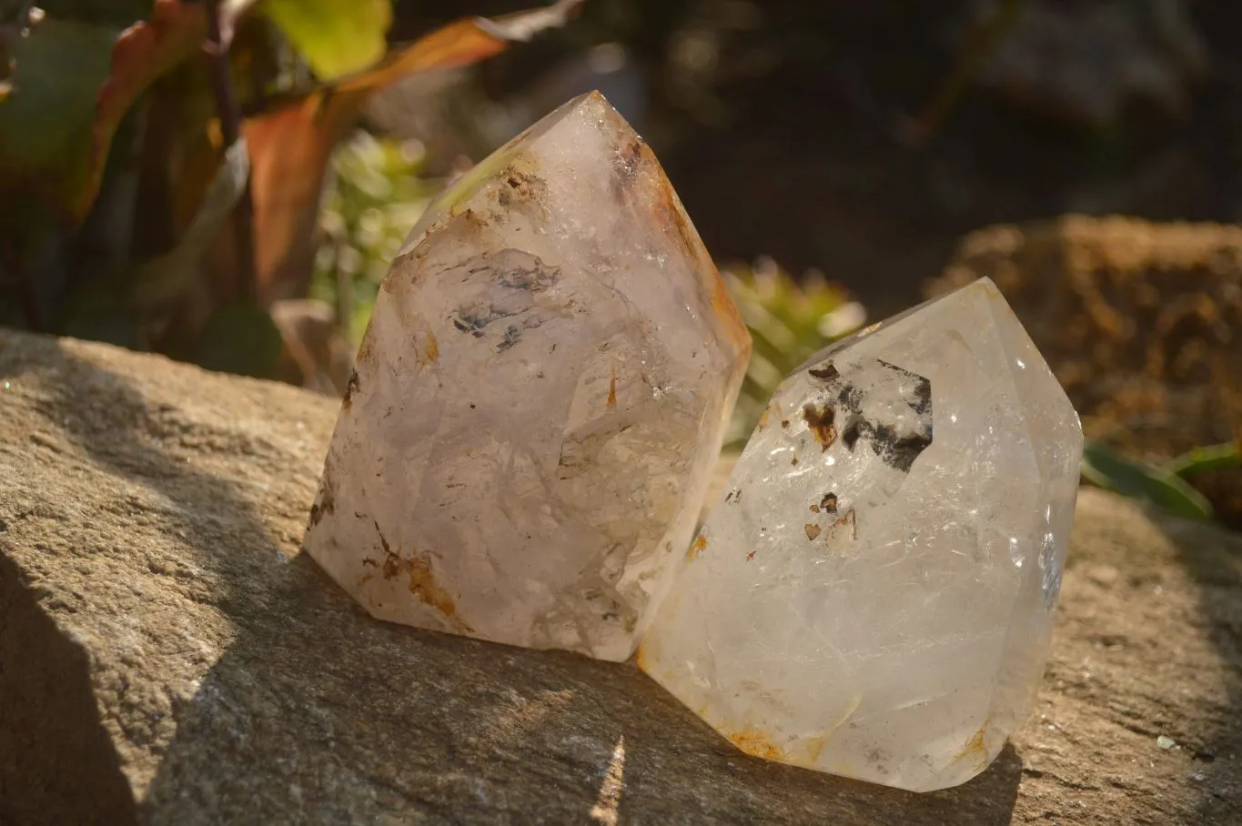 Polished Inclusion Quartz Points x 2 From Madagascar