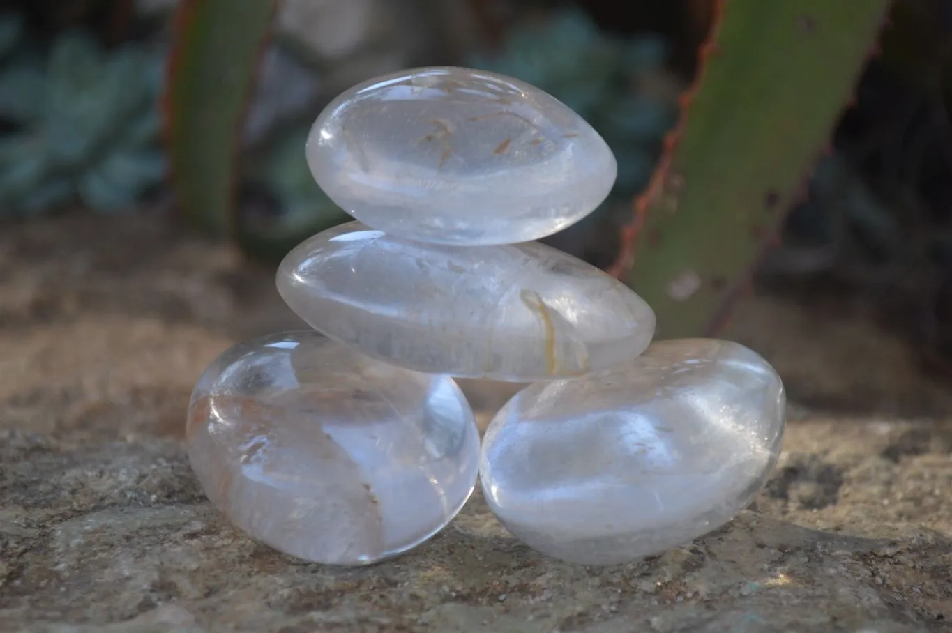 Polished Semi Optic Clear Quartz Galet / Palm Stones x 12 From Madagascar