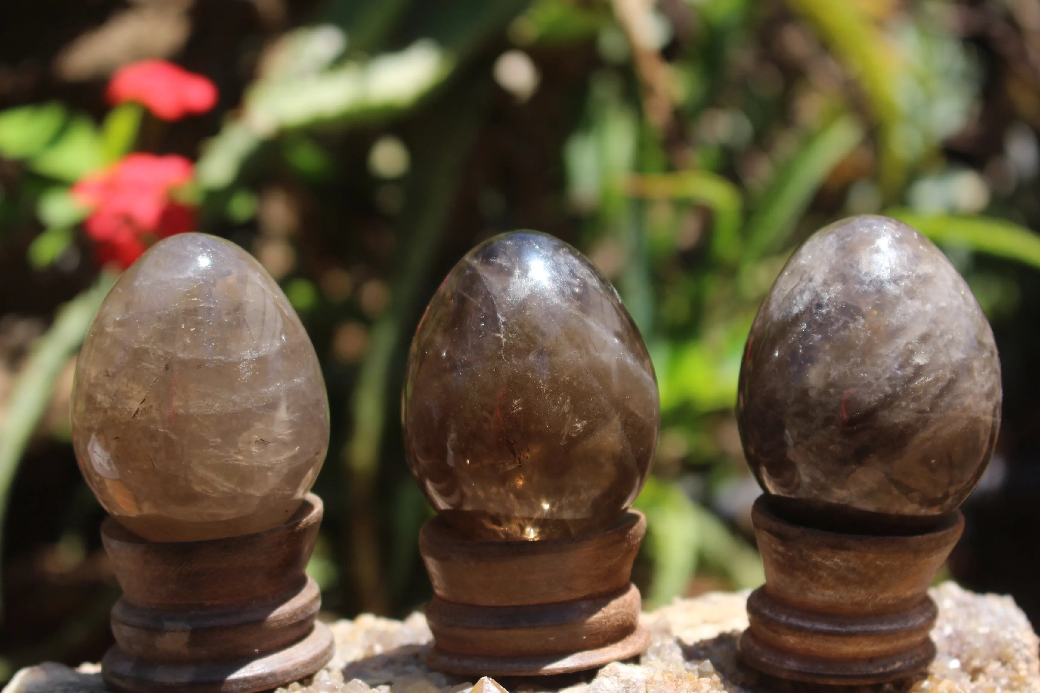 Polished Smokey Quartz Eggs x 6 From Madagascar