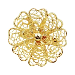 Portuguese Gold Color Filigree Metal Floral Pin for Rancho Traditional Costume