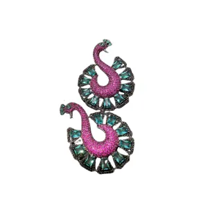 Pre Order:  Retro Baroque Peacock Earrings