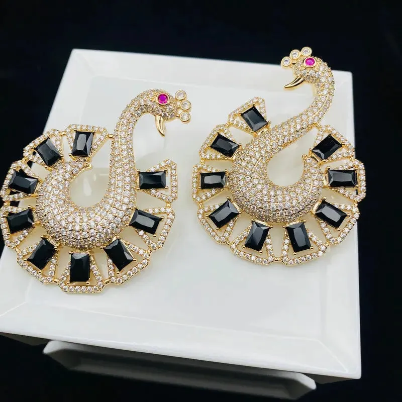 Pre Order:  Retro Baroque Peacock Earrings