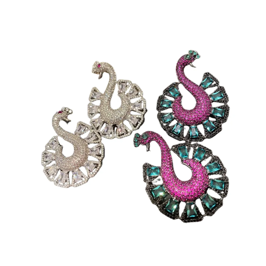 Pre Order:  Retro Baroque Peacock Earrings