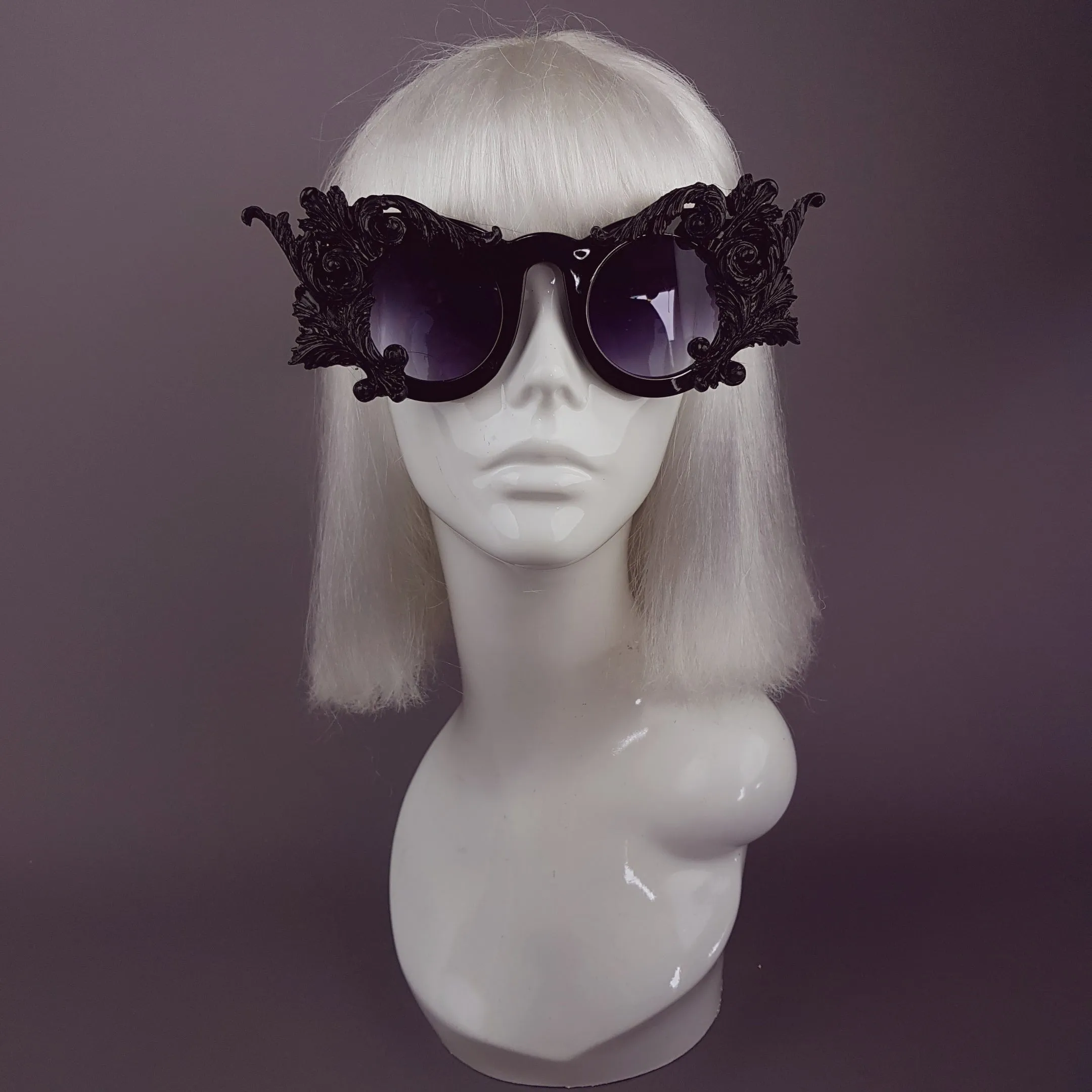 "Dominion" Black Filigree Ornate Sunglasses