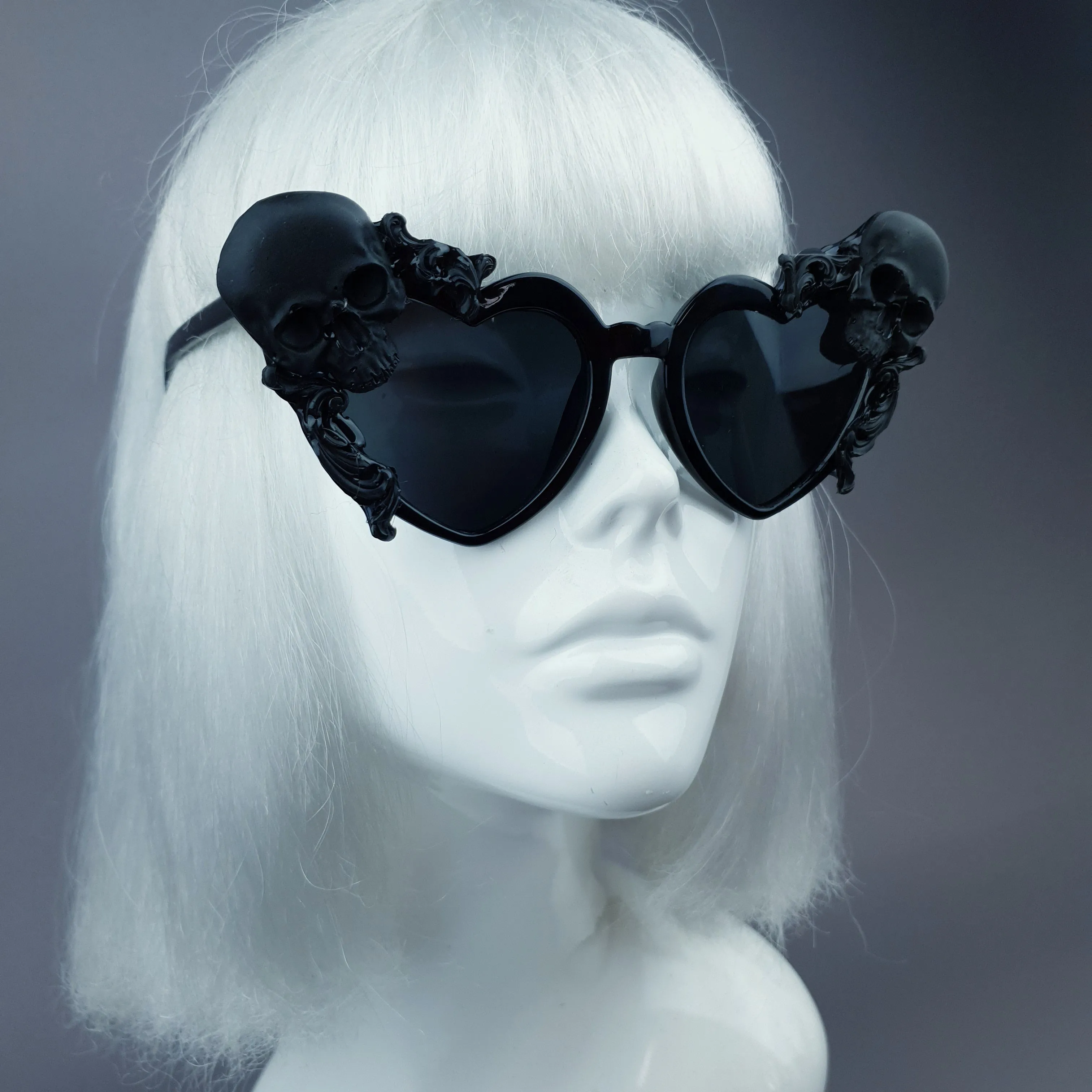 "Doom" Black Skull Heart Shaped Sunglasses