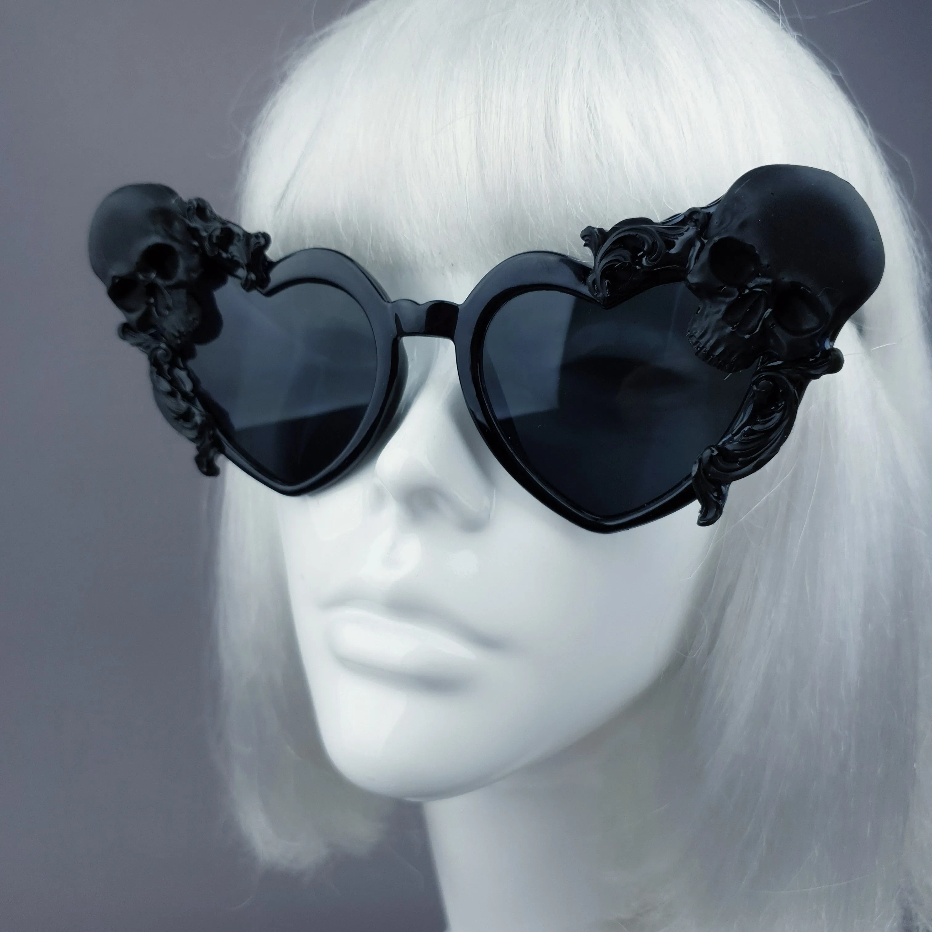 "Doom" Black Skull Heart Shaped Sunglasses