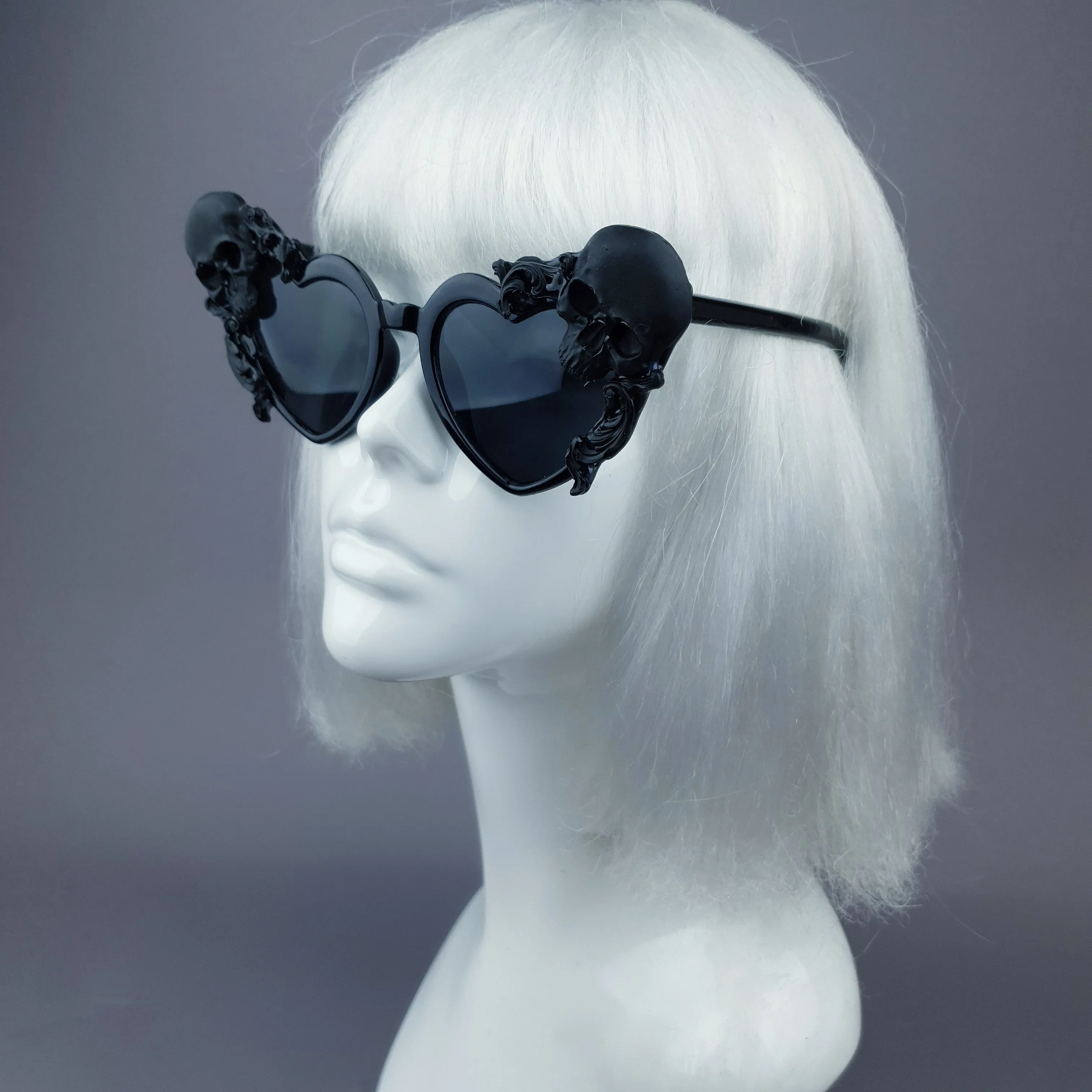 "Doom" Black Skull Heart Shaped Sunglasses