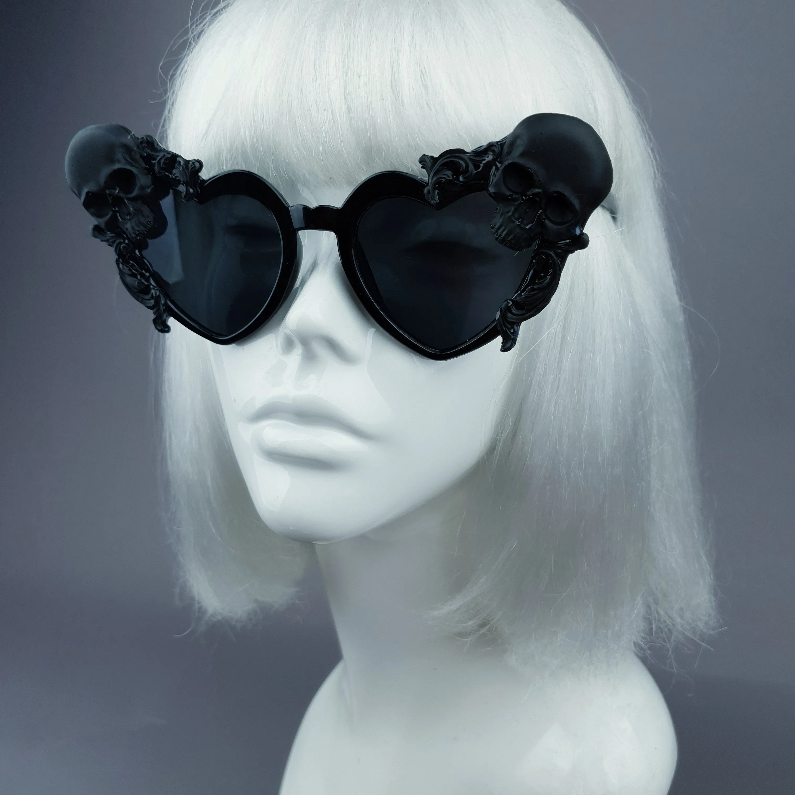 "Doom" Black Skull Heart Shaped Sunglasses