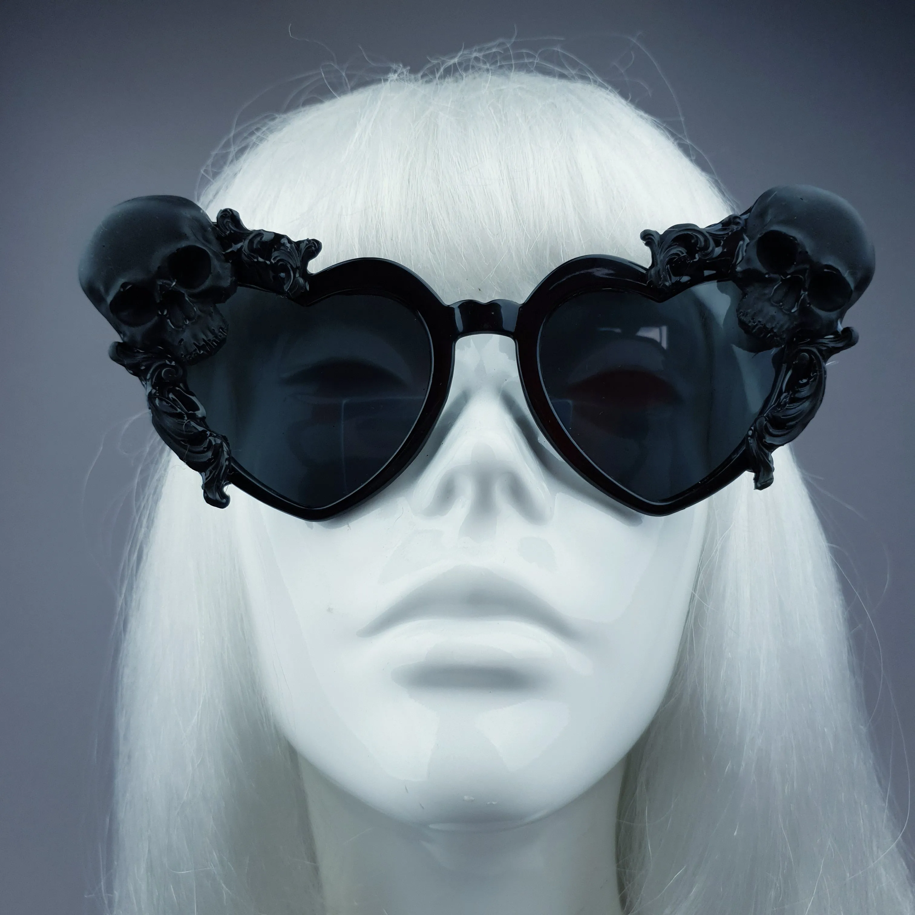 "Doom" Black Skull Heart Shaped Sunglasses