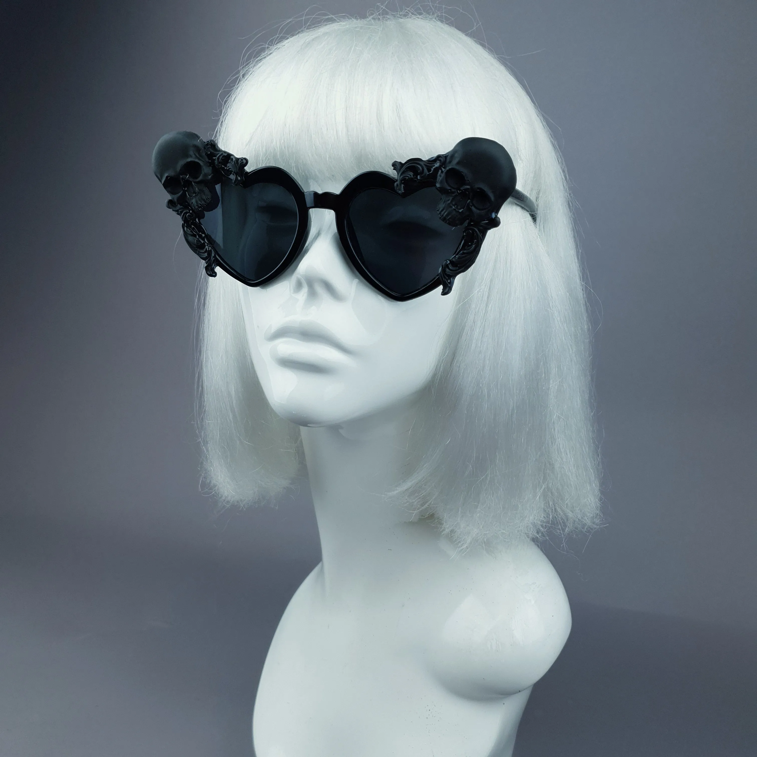 "Doom" Black Skull Heart Shaped Sunglasses