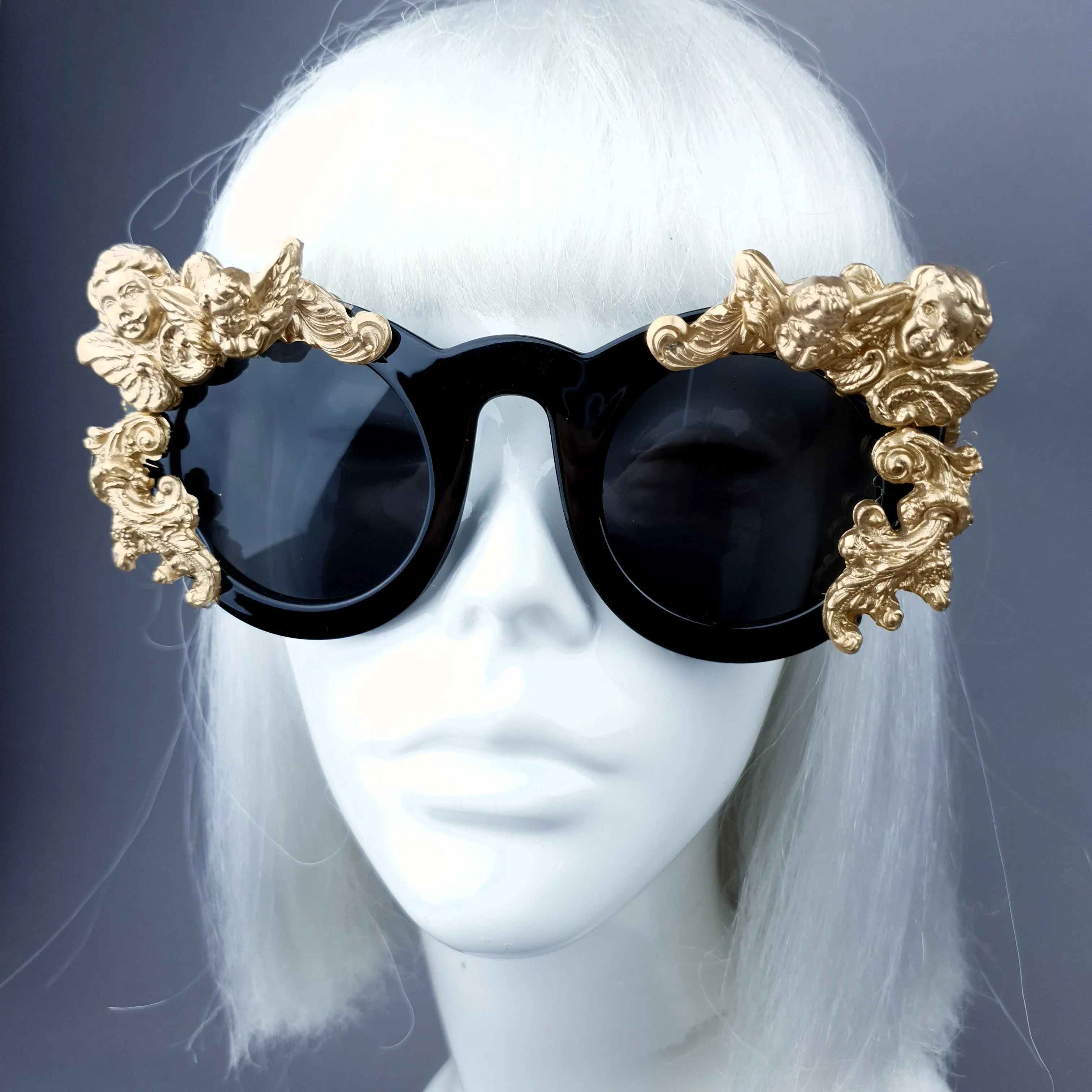 "Khalida" Black & Gold Filigree Ornate Sunglasses