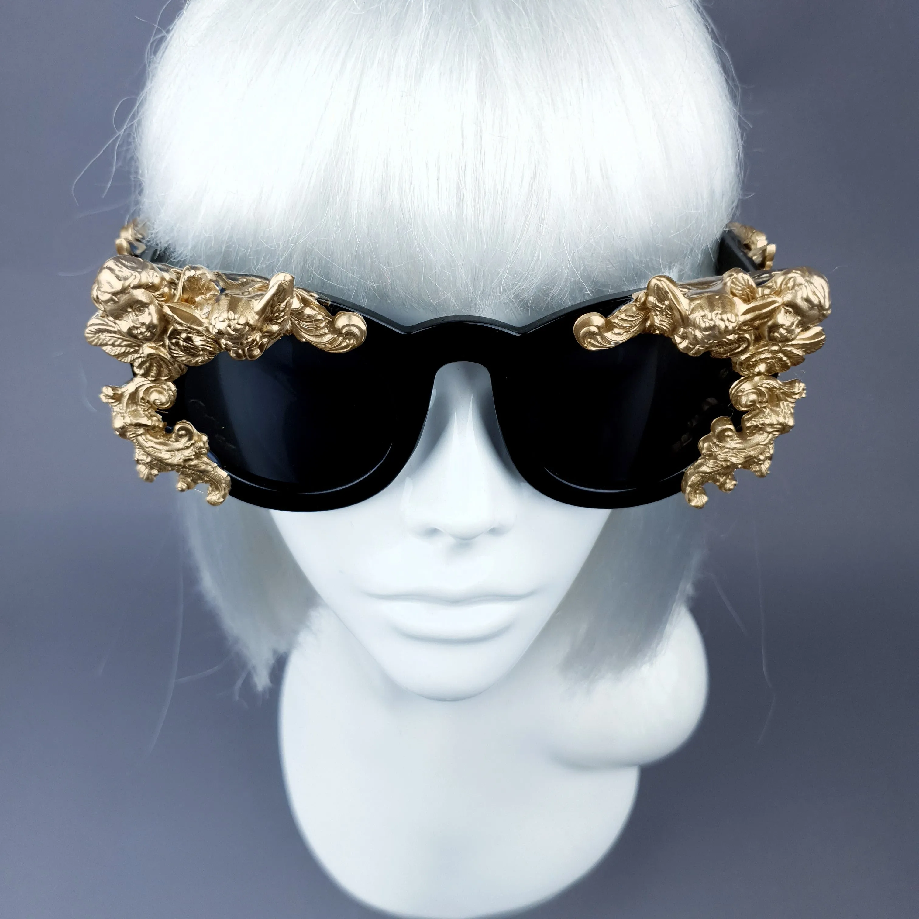 "Khalida" Black & Gold Filigree Ornate Sunglasses