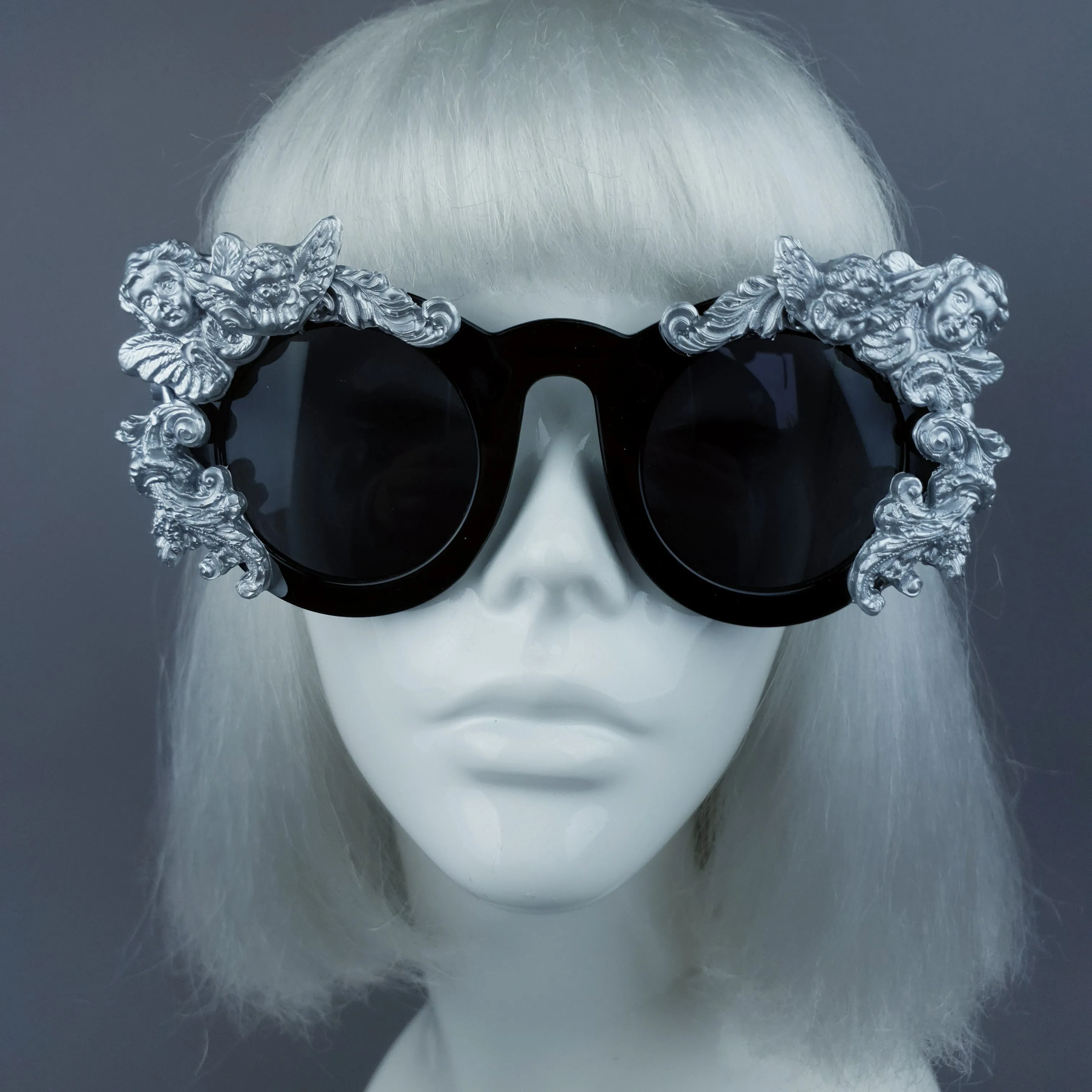 "Khalida" Black & Silver Filigree Ornate Sunglasses