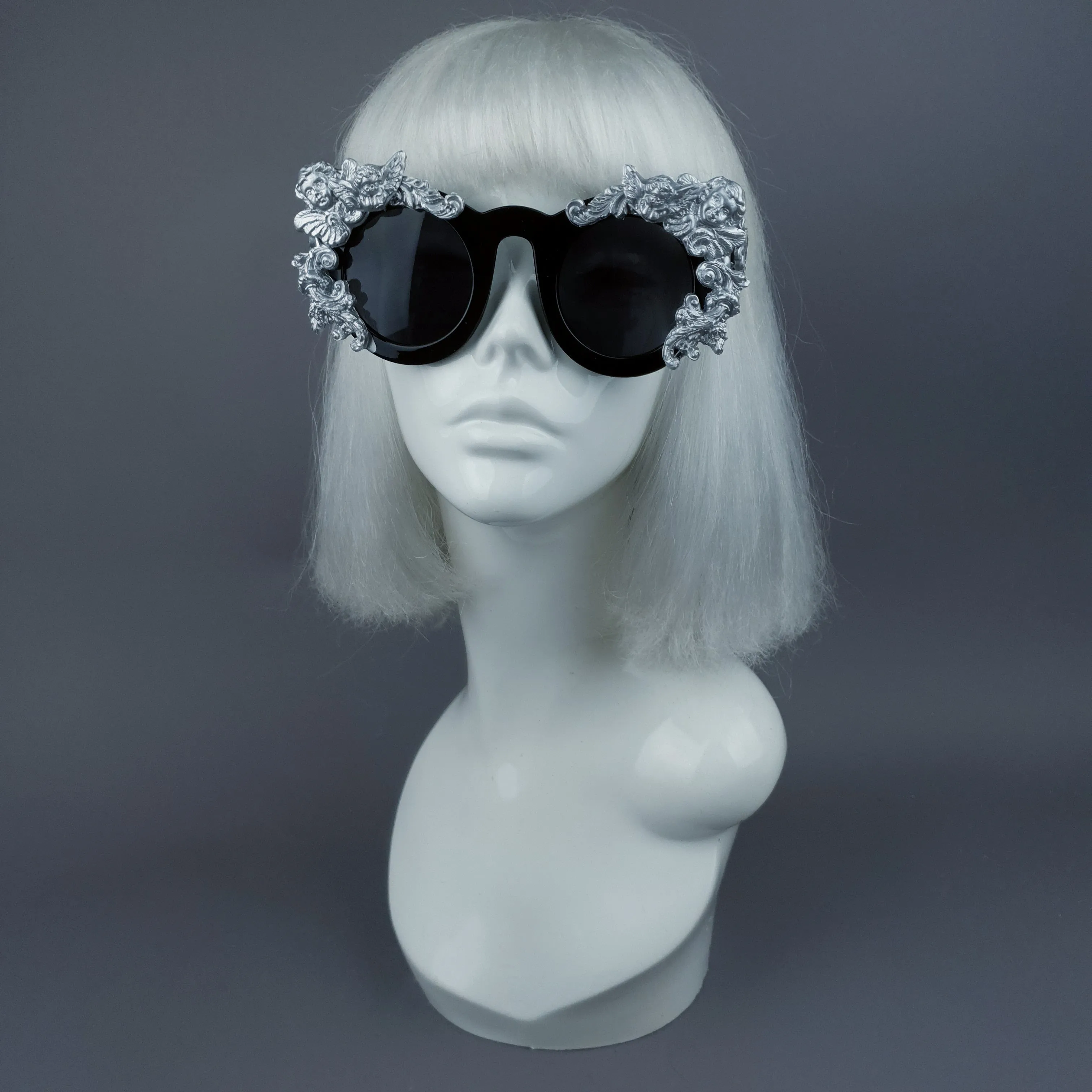 "Khalida" Black & Silver Filigree Ornate Sunglasses