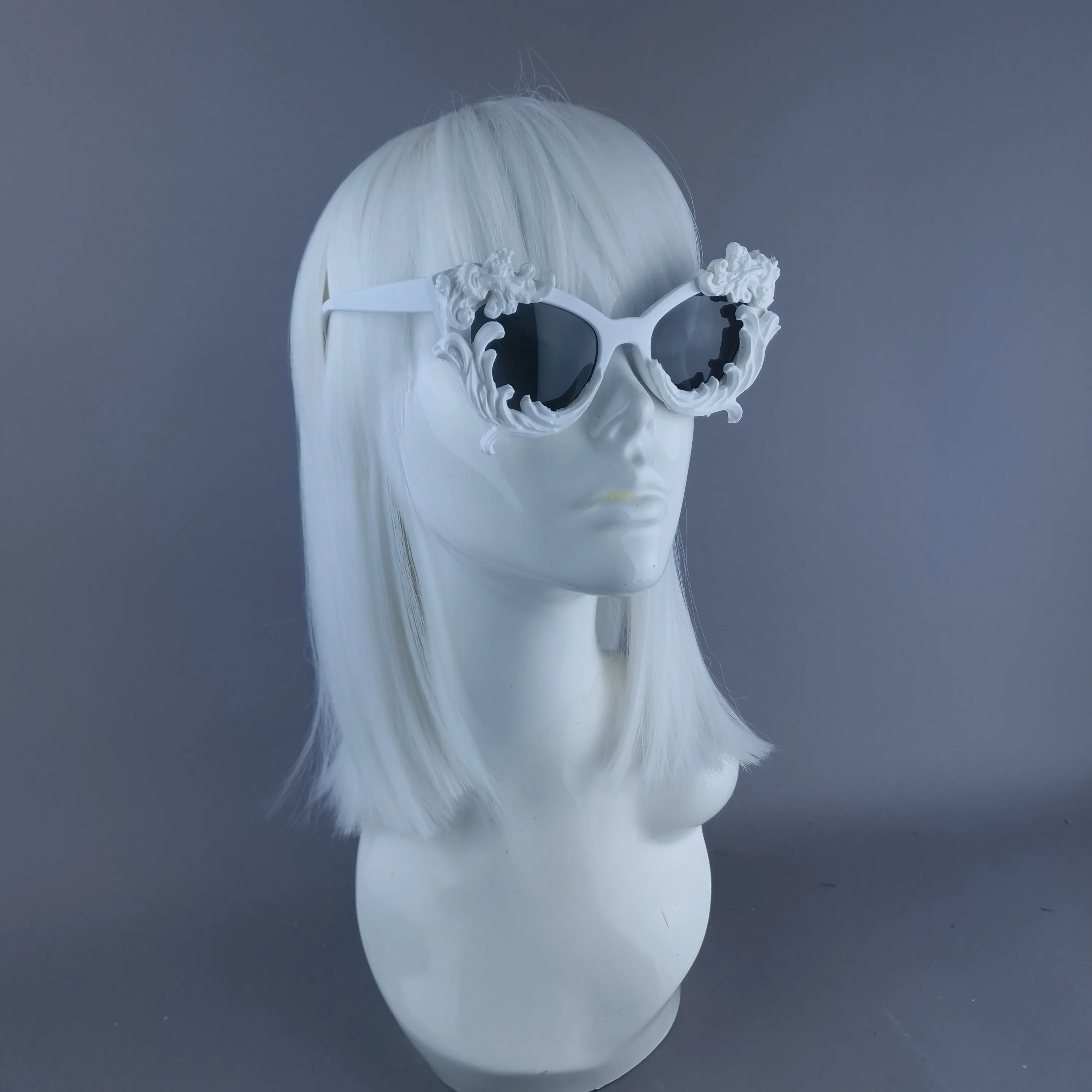 "Nieve" White Filigree Catseye Sunglasses