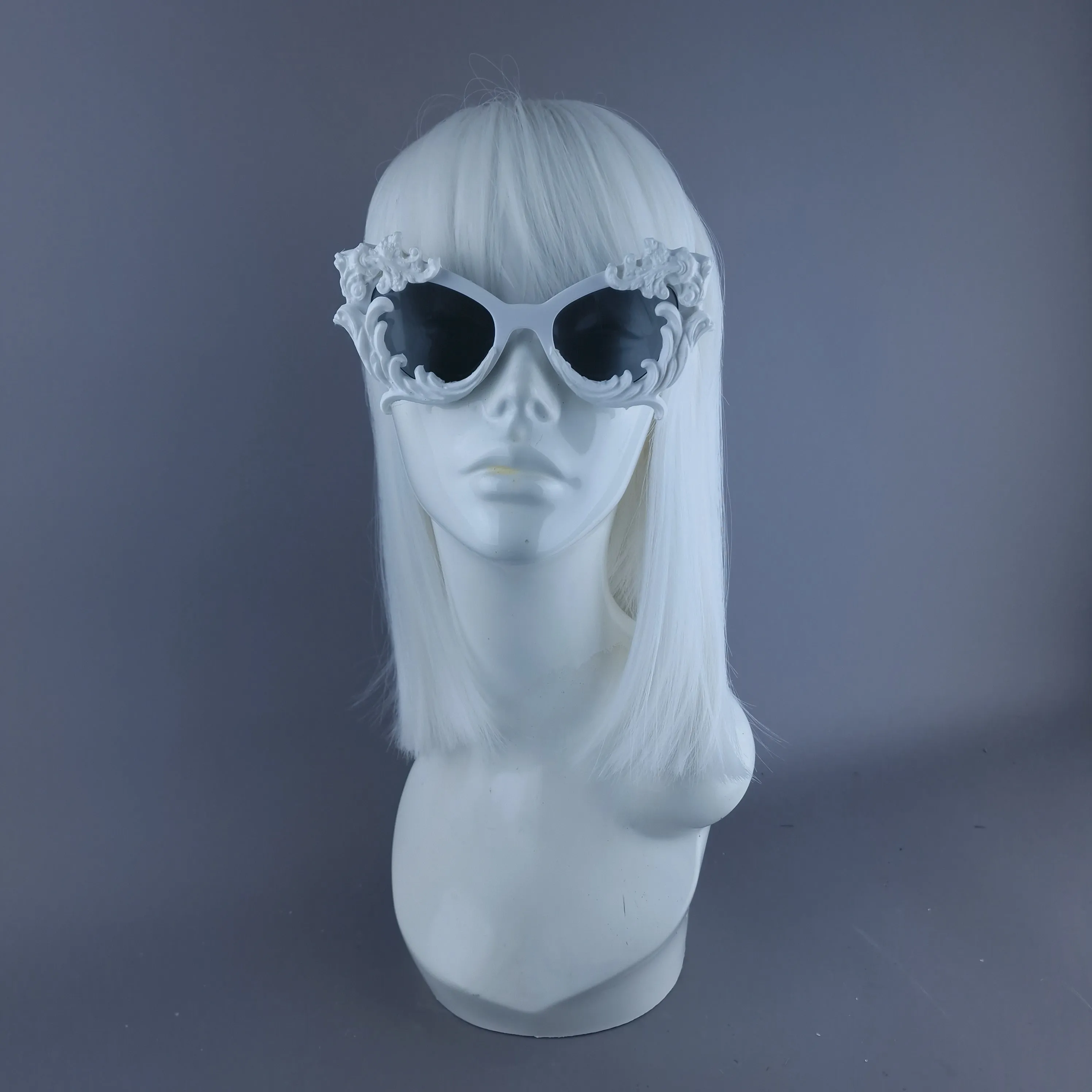 "Nieve" White Filigree Catseye Sunglasses