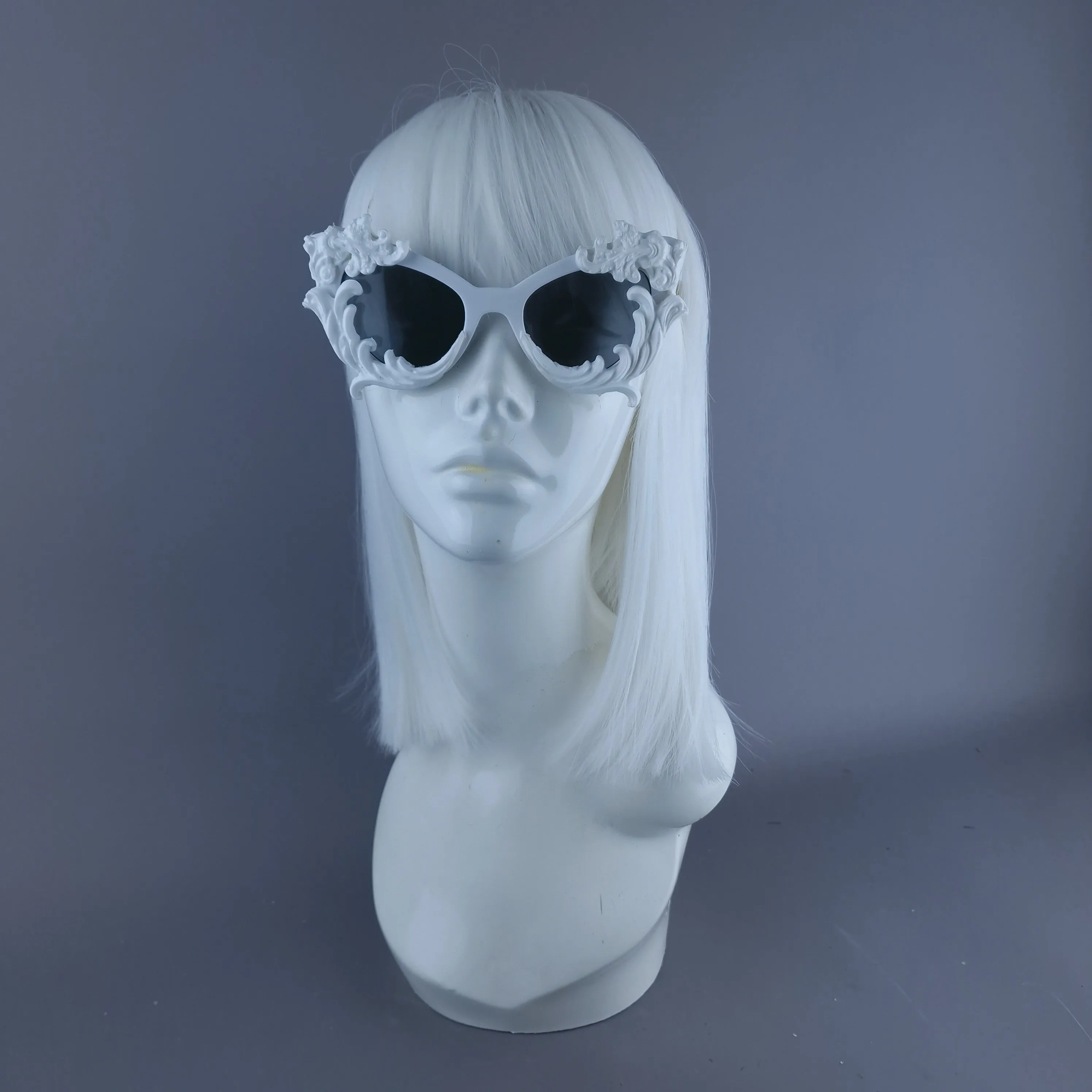 "Nieve" White Filigree Catseye Sunglasses