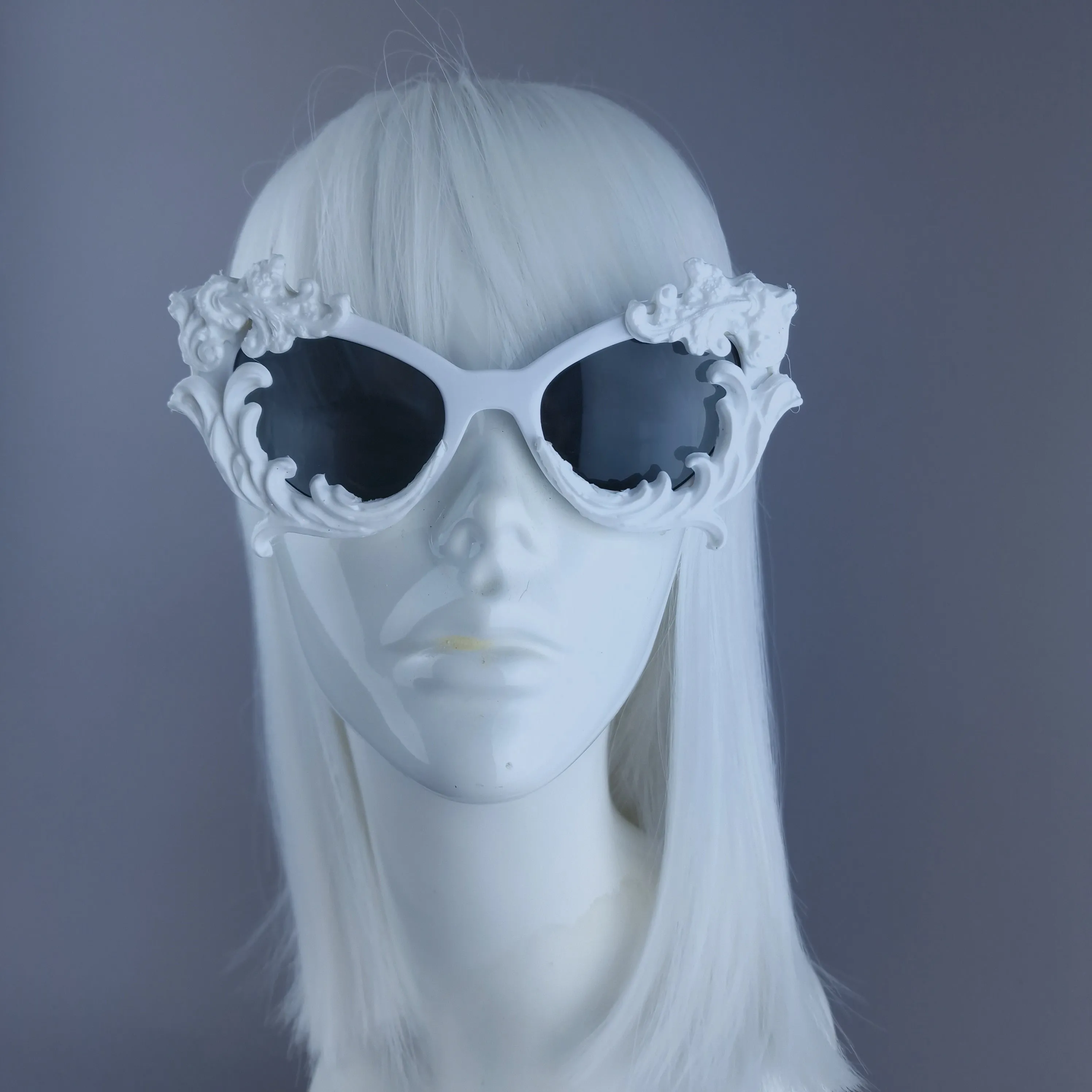 "Nieve" White Filigree Catseye Sunglasses