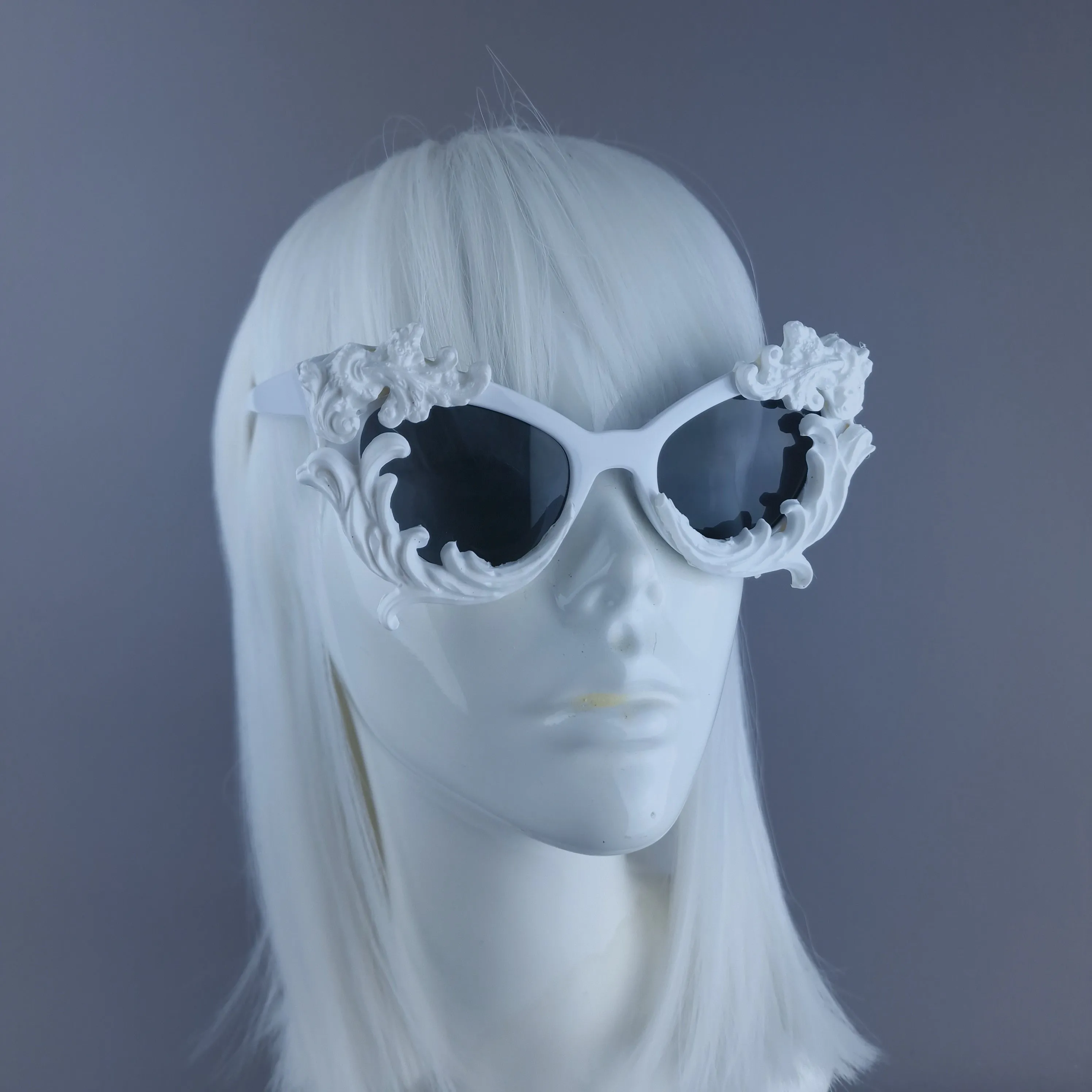 "Nieve" White Filigree Catseye Sunglasses