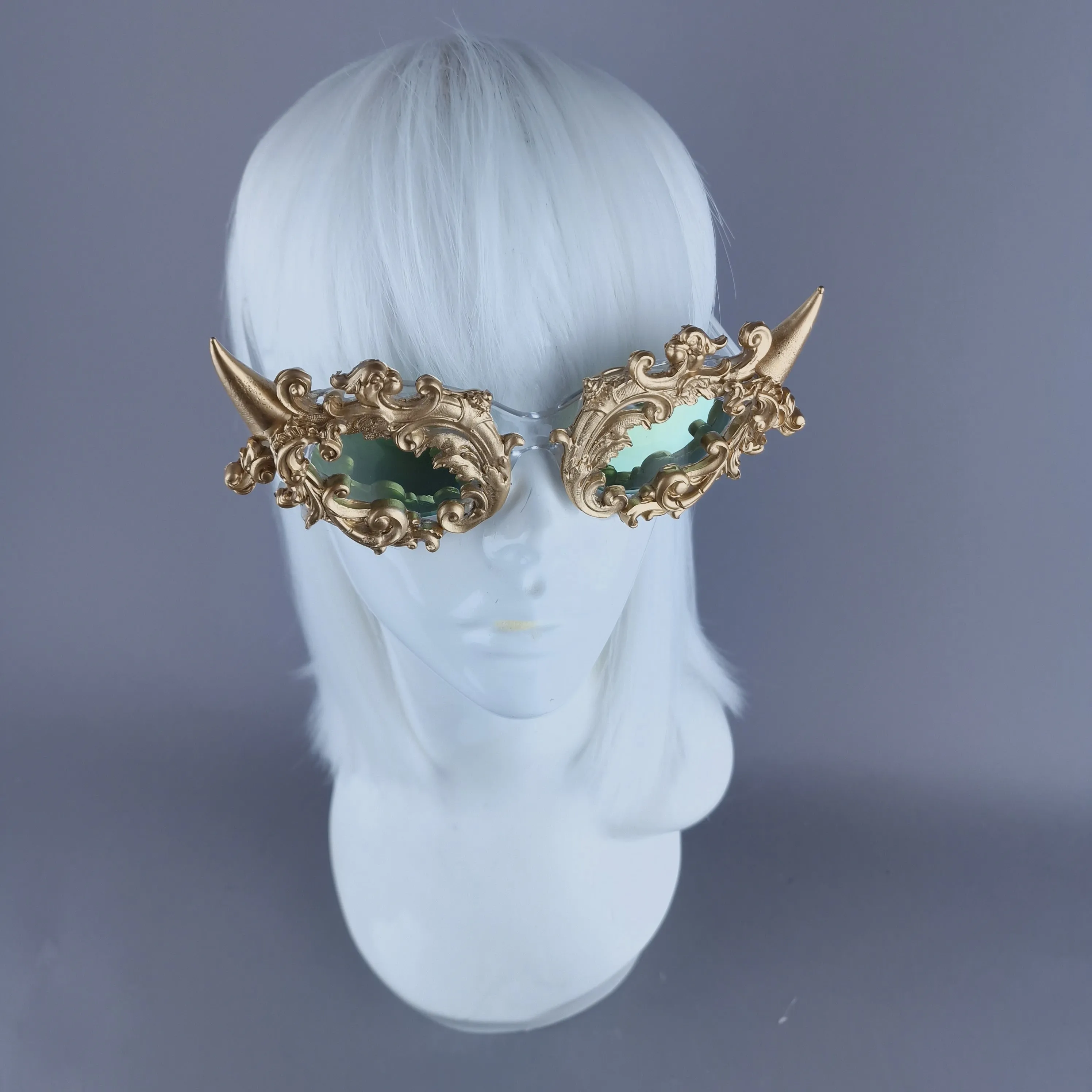 "Superbeast" Gold Filigree Ornate Devil Horn Sunglasses