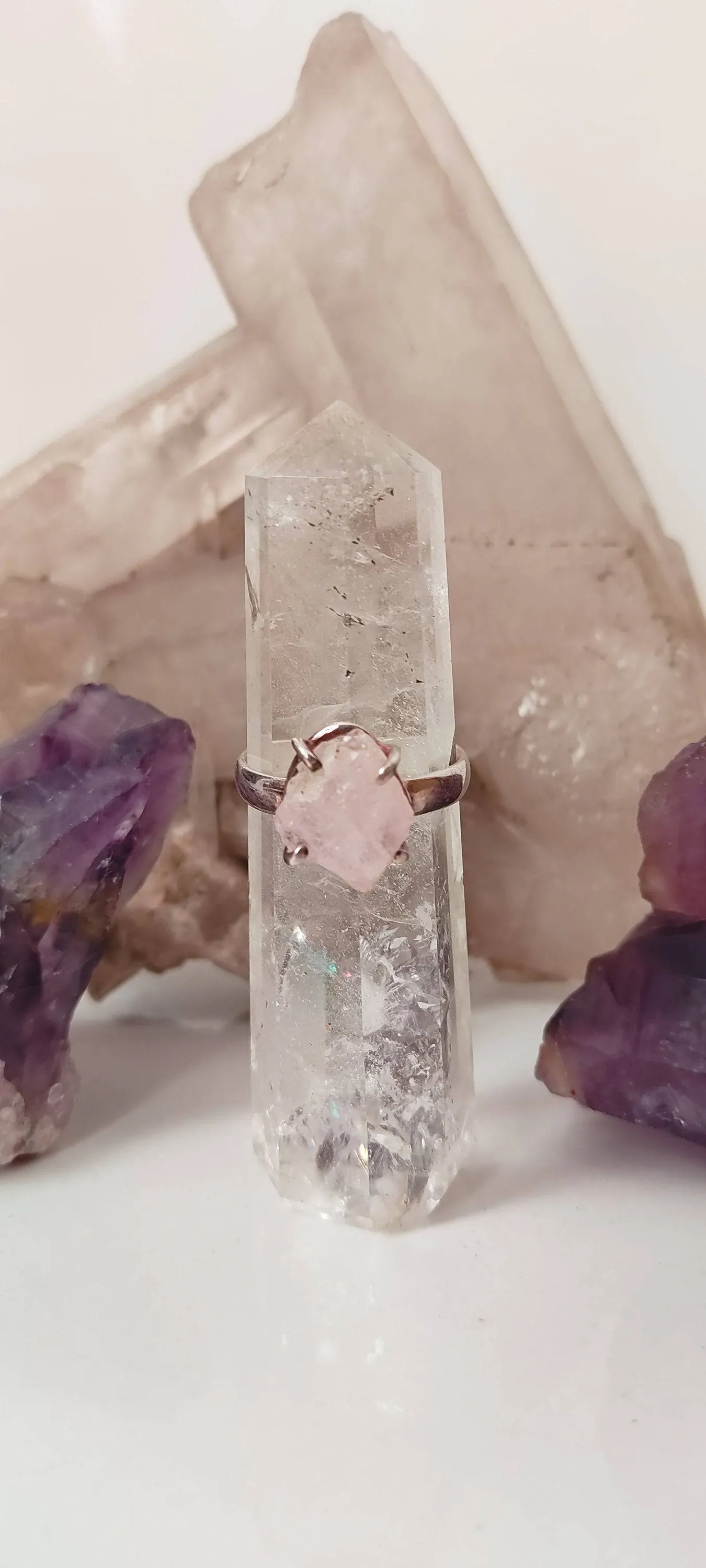 Raw Rose Quartz Birthstone Ring