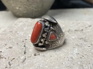 Red Tibetan Saddle Ring