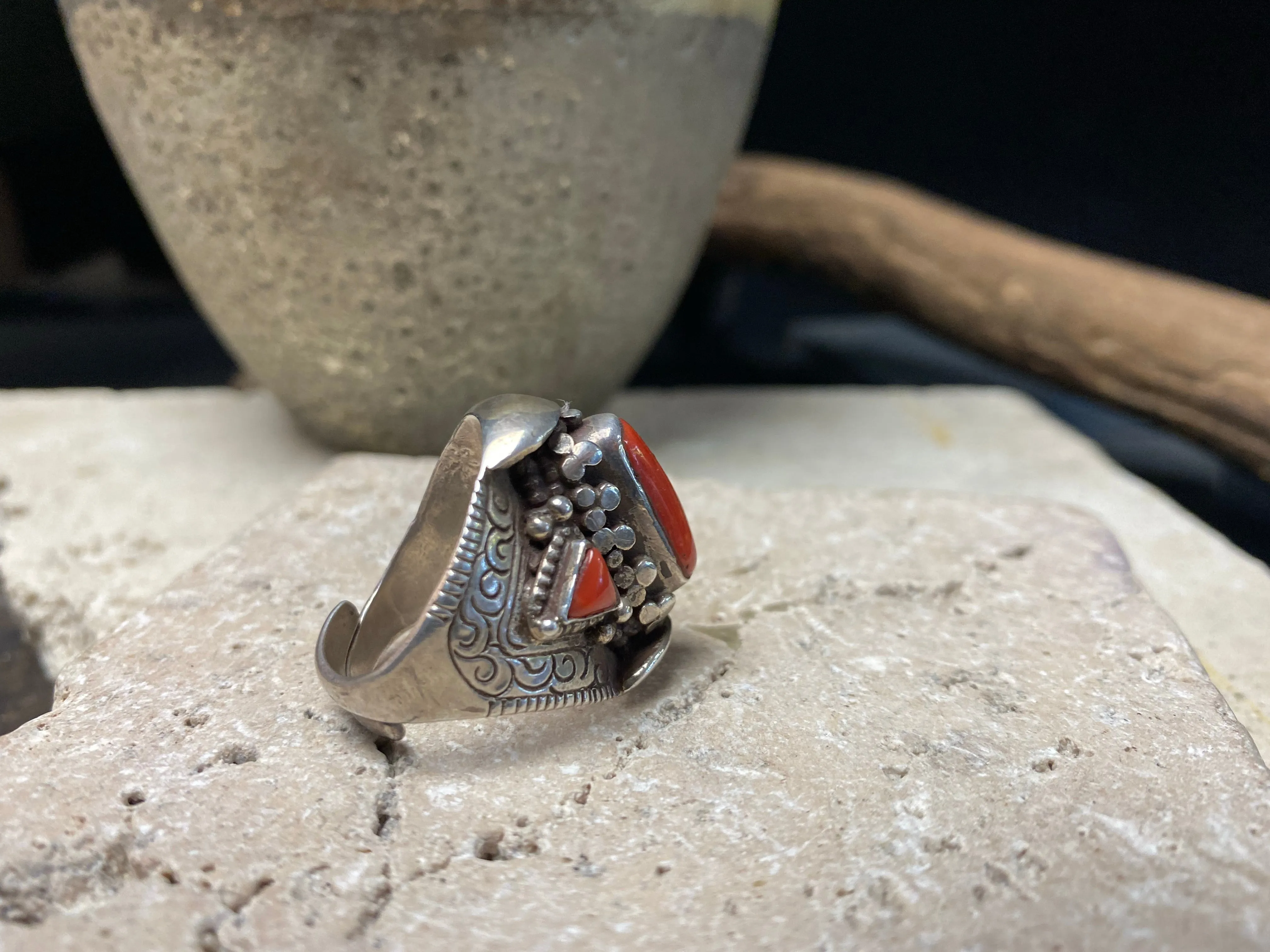 Red Tibetan Saddle Ring