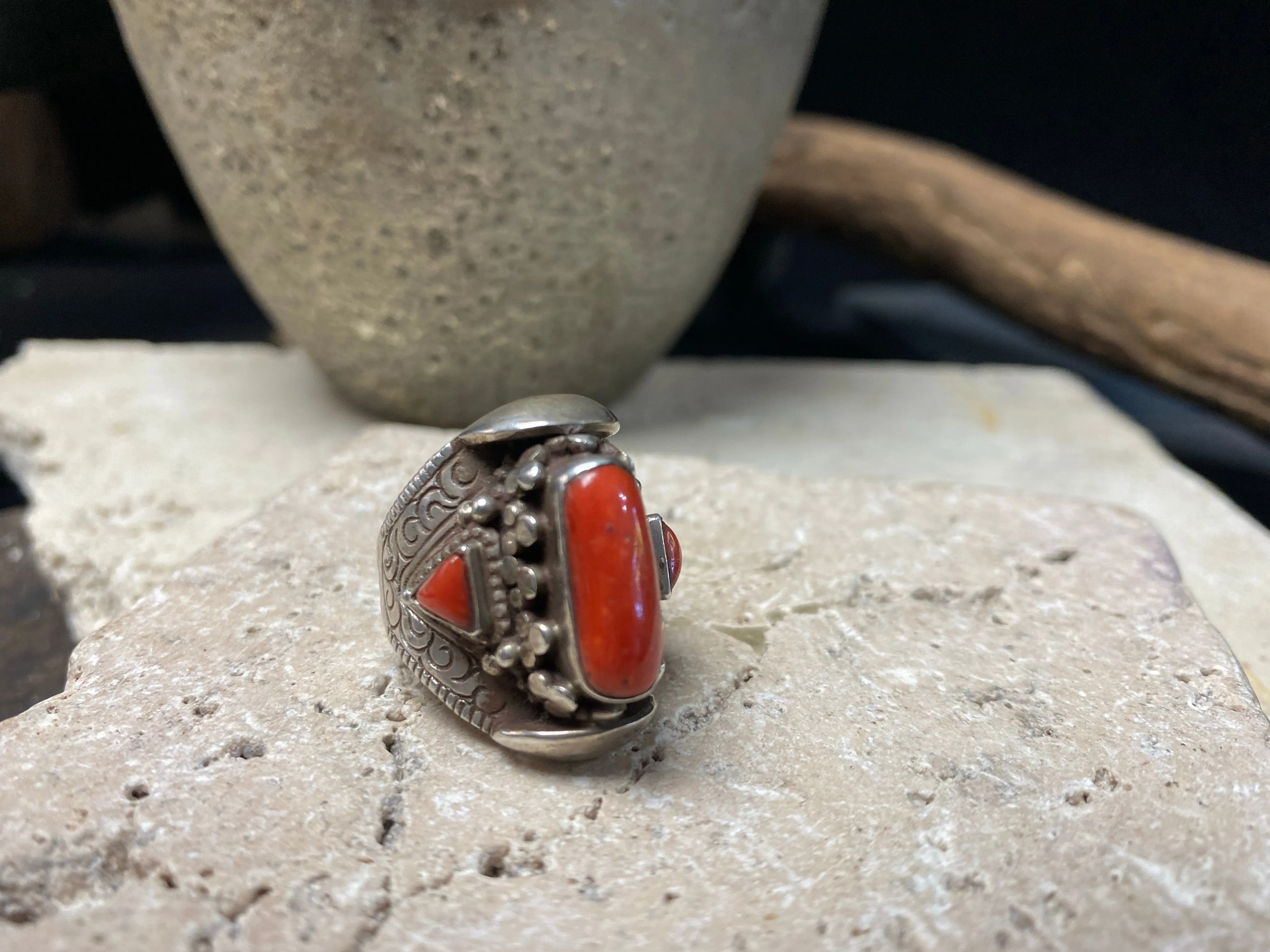 Red Tibetan Saddle Ring