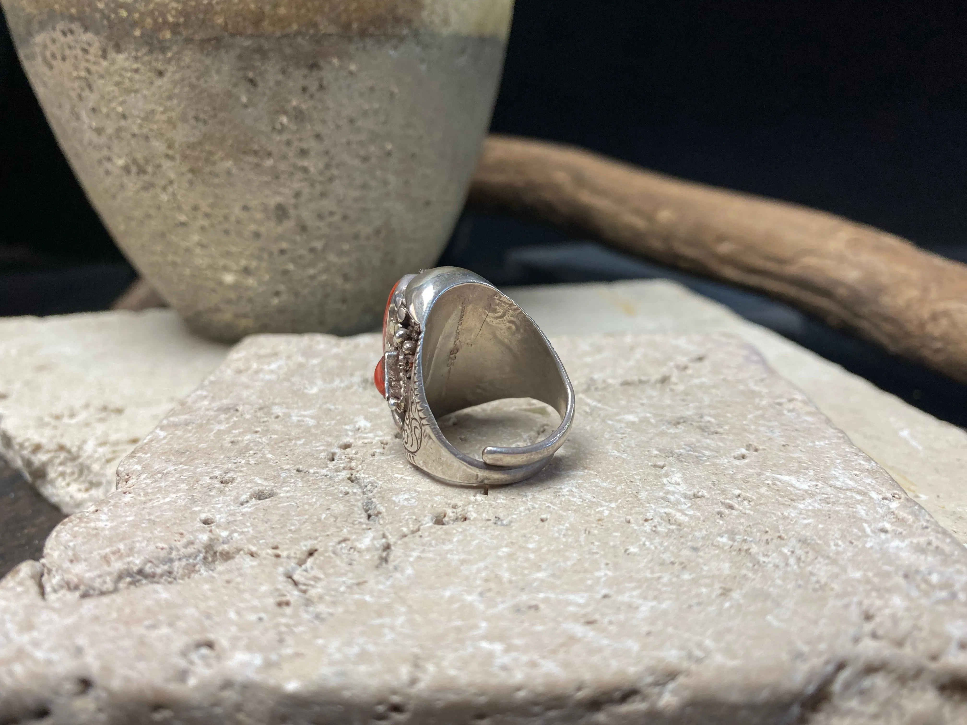 Red Tibetan Saddle Ring