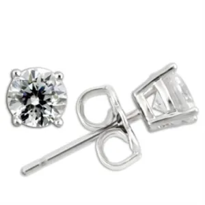 Rhodium 925 Sterling Silver Earrings with AAA Grade CZ in Clear for Women Clear Stone Color Style 0W171