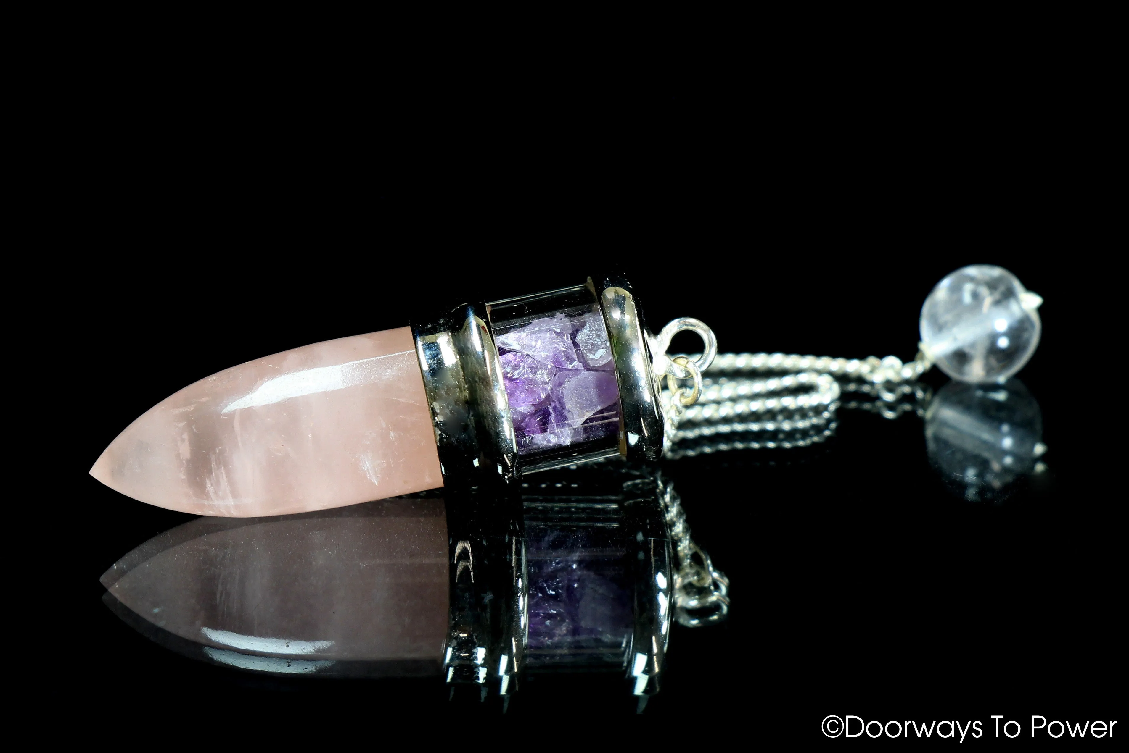 Rose Quartz & Amethyst pendulum .925 SS