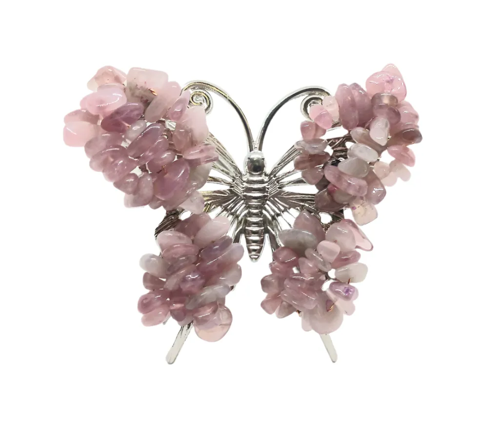 Rose Quartz Crystal Wire Wrapped Butterfly