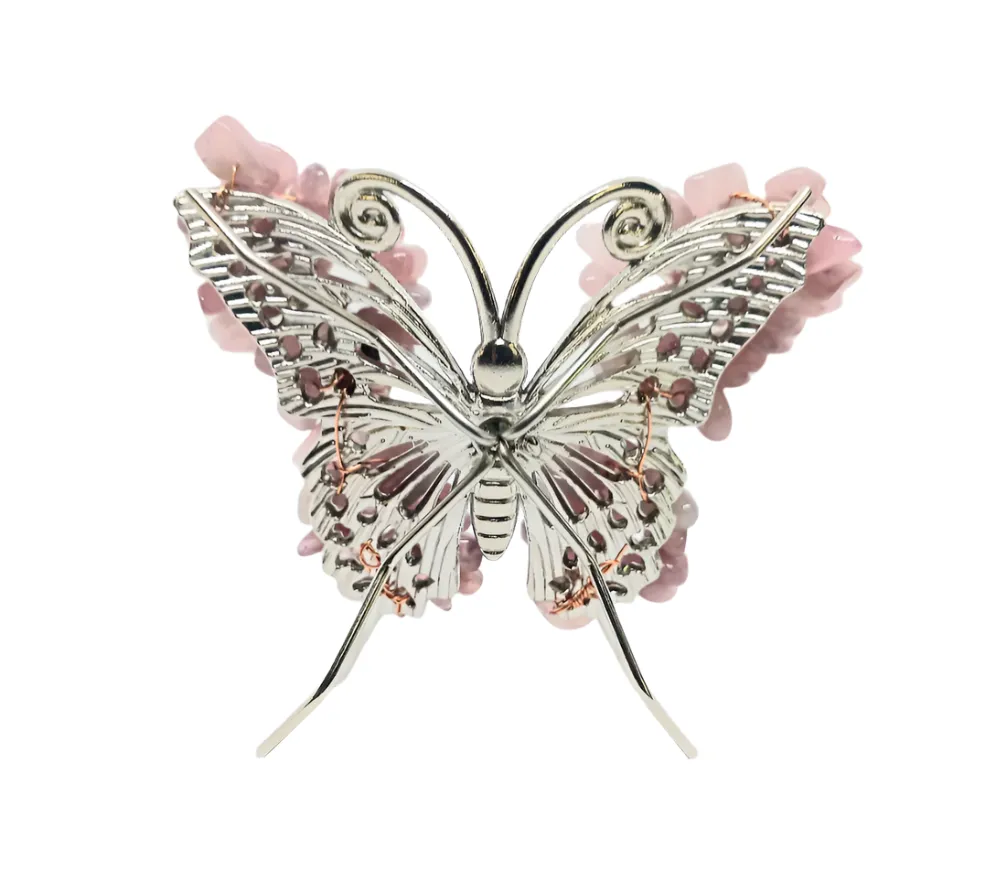 Rose Quartz Crystal Wire Wrapped Butterfly