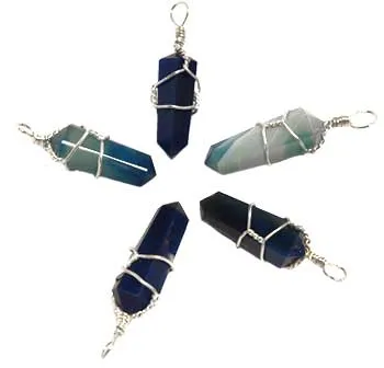 (set Of 5) Blue Onyx Wire Wrapped Point