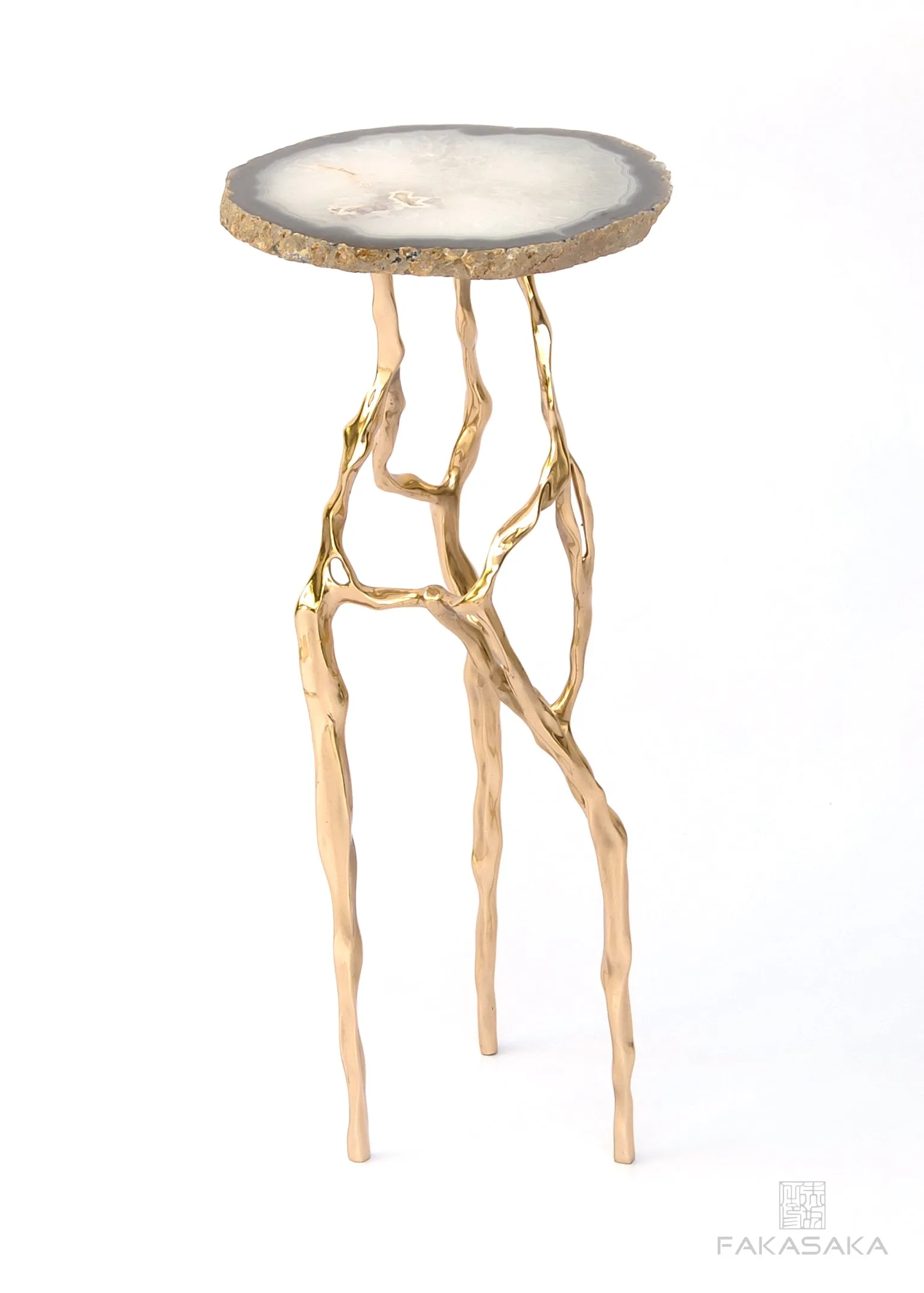 SID DRINK TABLE<br><br>AGATE<br>POLISHED BRONZE