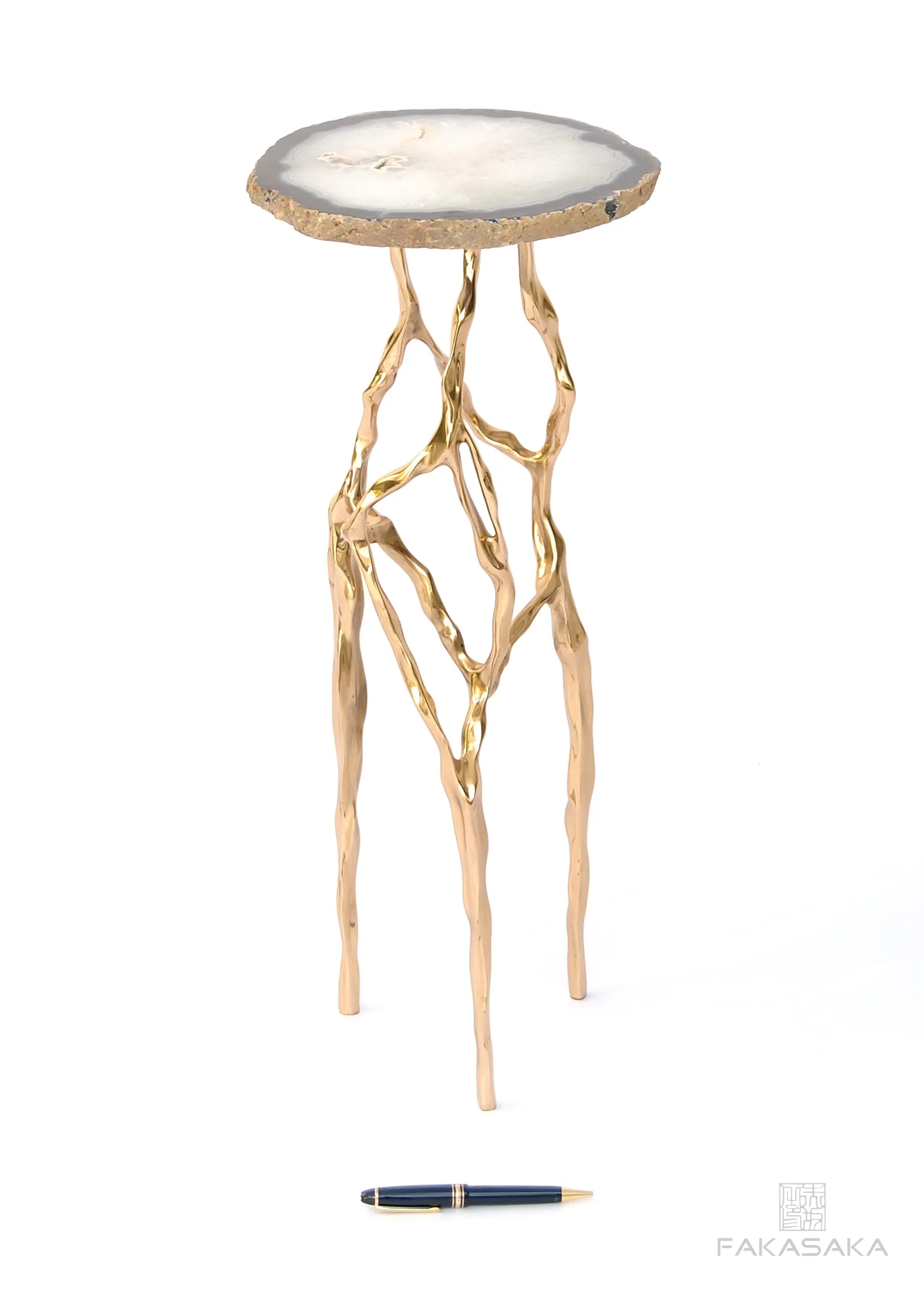 SID DRINK TABLE<br><br>AGATE<br>POLISHED BRONZE