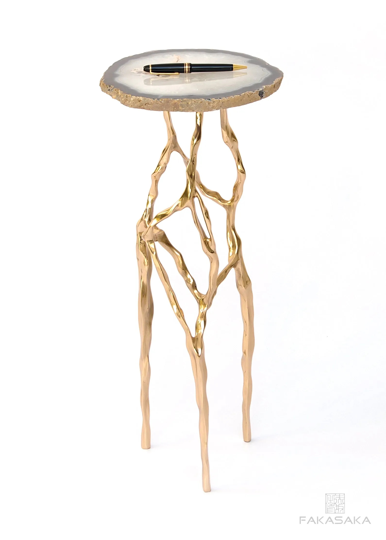 SID DRINK TABLE<br><br>AGATE<br>POLISHED BRONZE