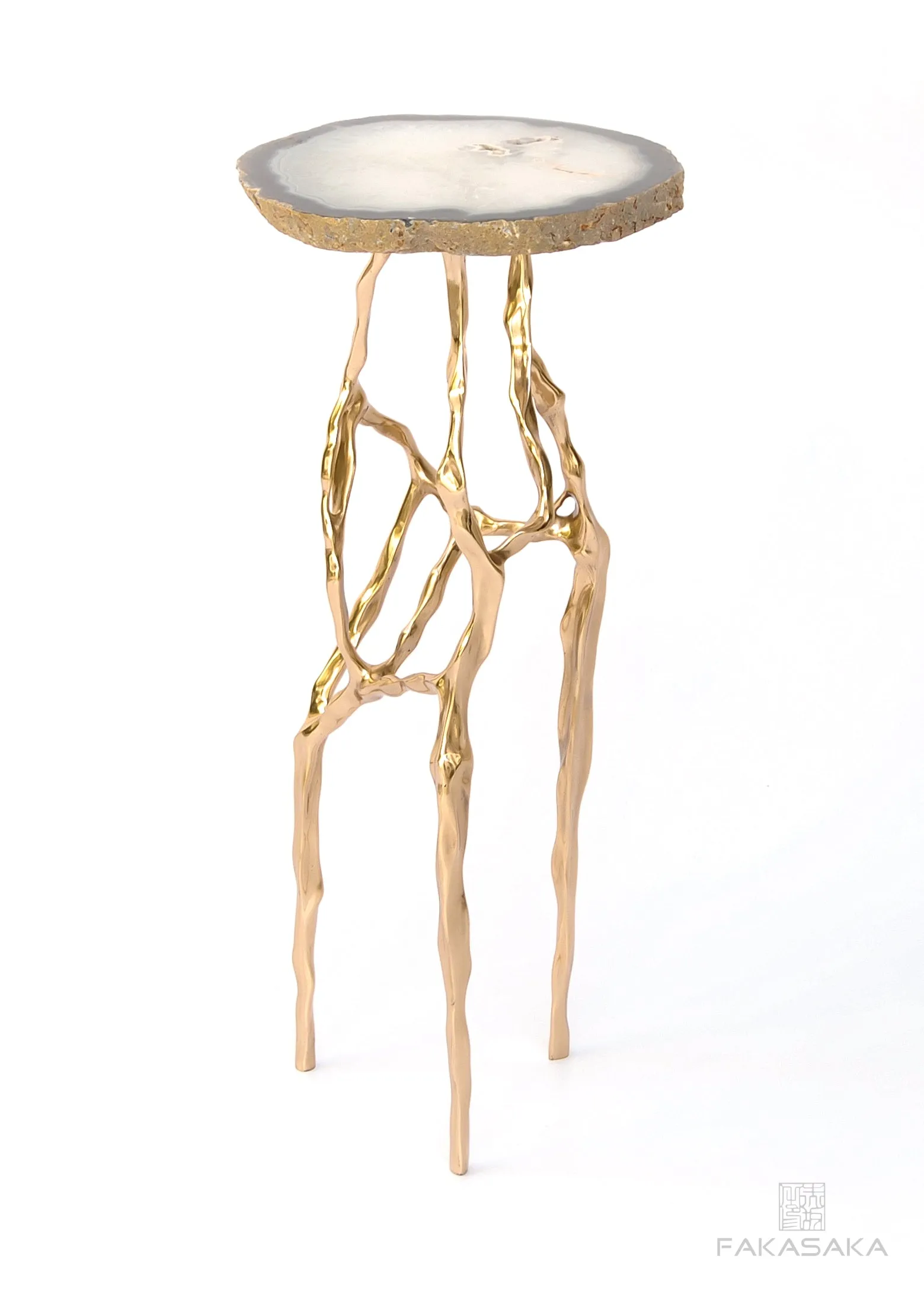 SID DRINK TABLE<br><br>AGATE<br>POLISHED BRONZE