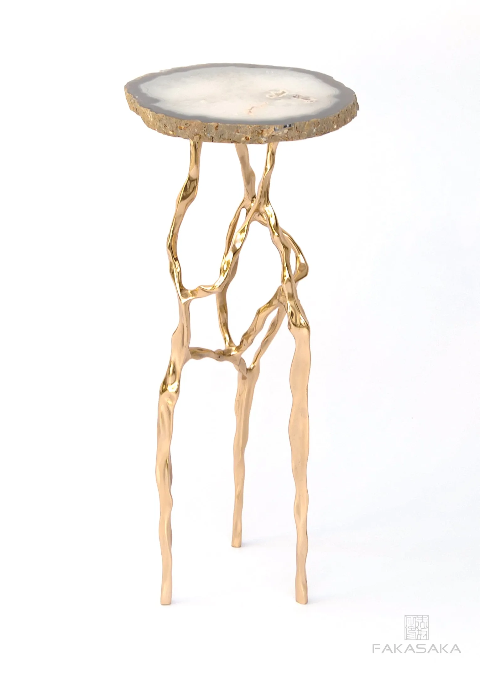 SID DRINK TABLE<br><br>AGATE<br>POLISHED BRONZE