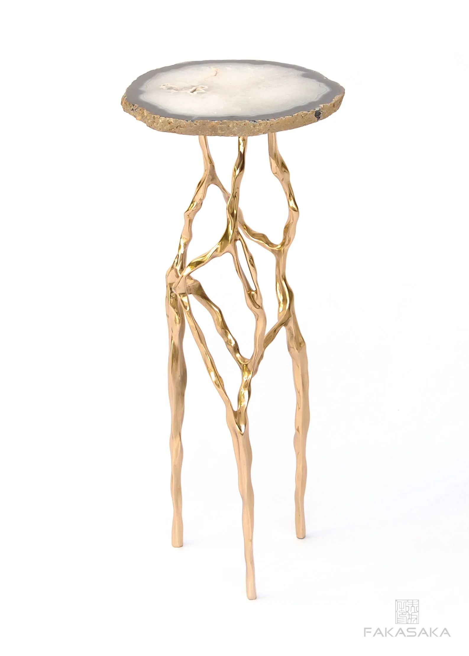 SID DRINK TABLE<br><br>AGATE<br>POLISHED BRONZE