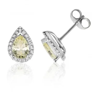 Silver & Co Halo Pear CZ Stud Earrings Set with Claws - Model SEG0015YZ