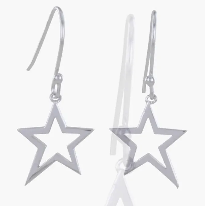 Silver Duet Star Earrings