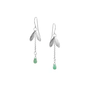 Silver Lucky Leaf Drop Earrings