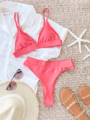 Soak Up The Sun Two Piece Swimsuit Coral Pink