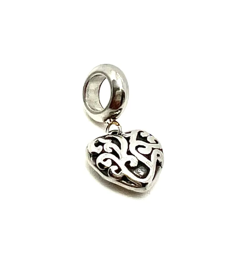 Stainless Steel Filigree Dangling Heart